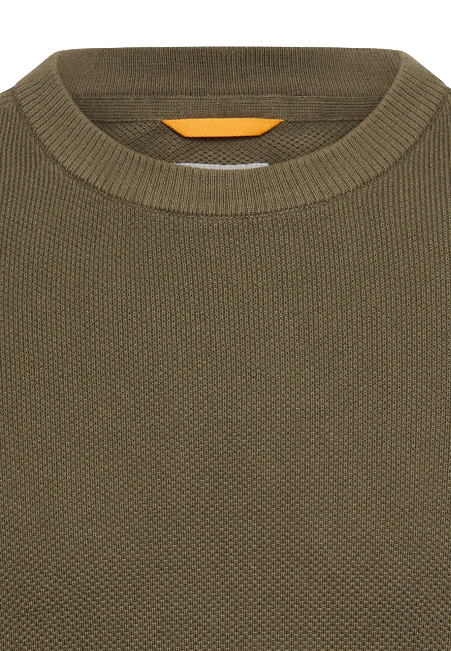 camel active Pull en tricot unifarben und aus reiner Baumwolle