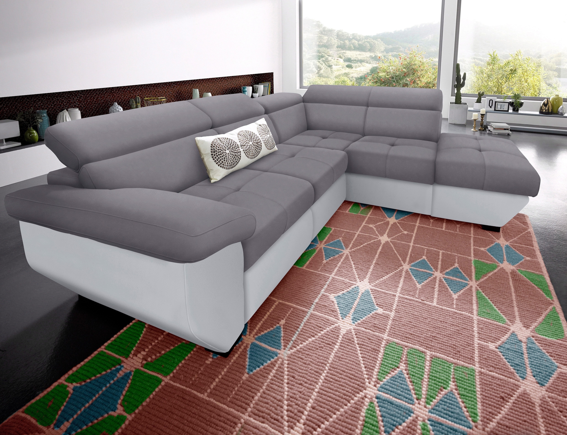 COTTA Canapé d'angle »Speedway L-Form« mit Kopfteilverstellung, wahlweise mit Bettfunktion & Bettkasten