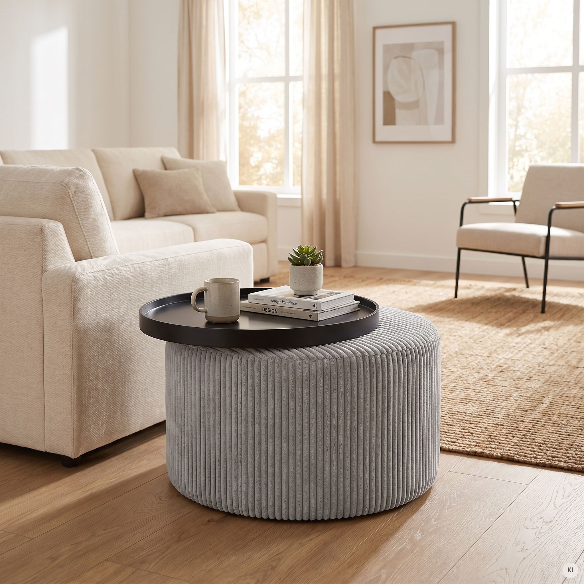 SalesFever Table basse »Coffeetable für gemütliche Abende« revêtement en velours côtelé moderne