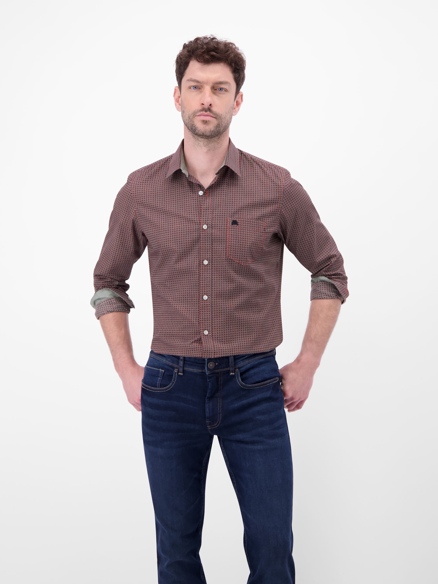 LERROS Chemise à manches longues »Langarmhemd mit Karomuster aus 100% Baumwolle«