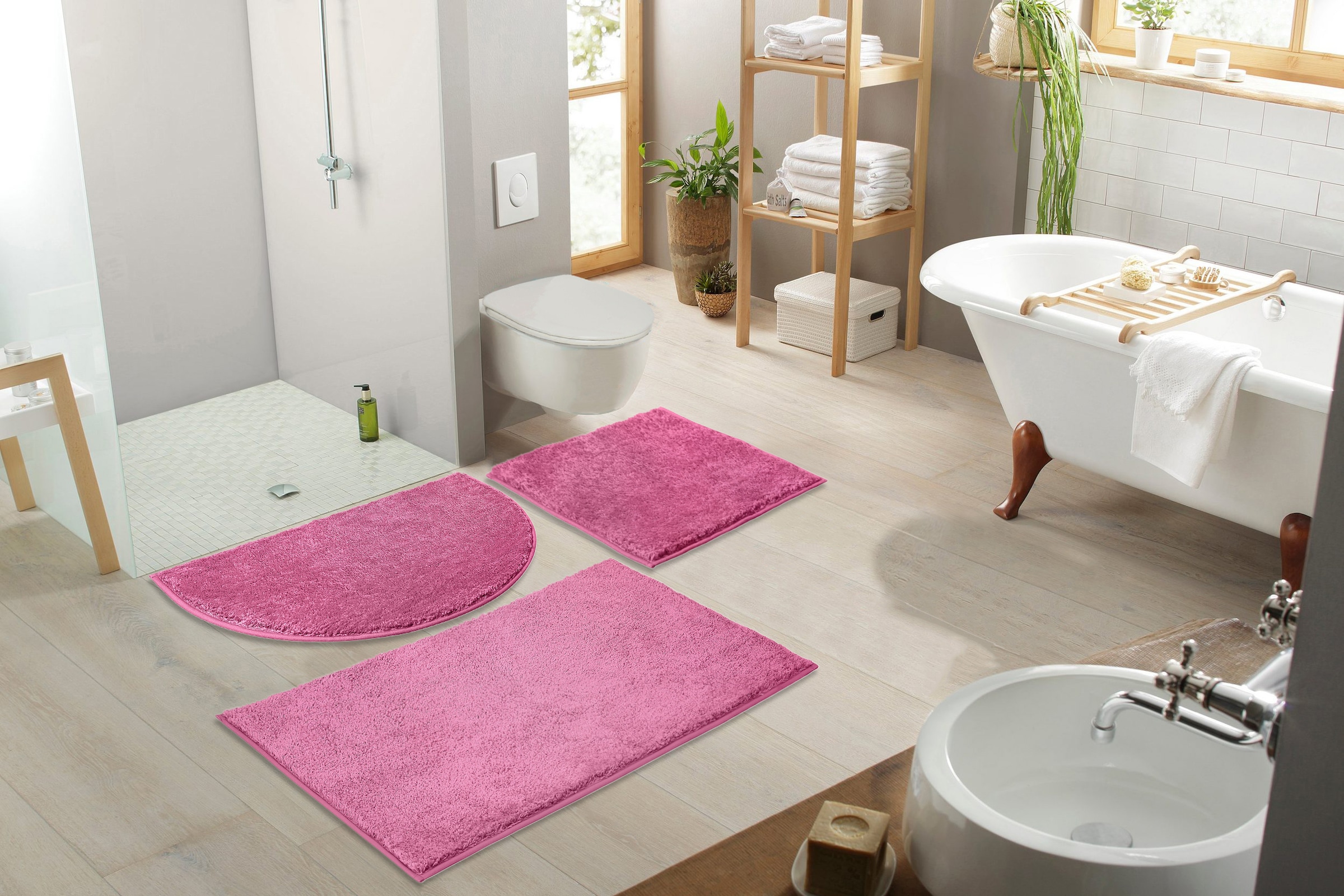 my home Badematte »Juna, Badteppich« Höhe 15 mm rutschhemmend beschichtet fussbodenheizungsgeeignet | strapazierfähig besonders weich, Badematten, unifarben