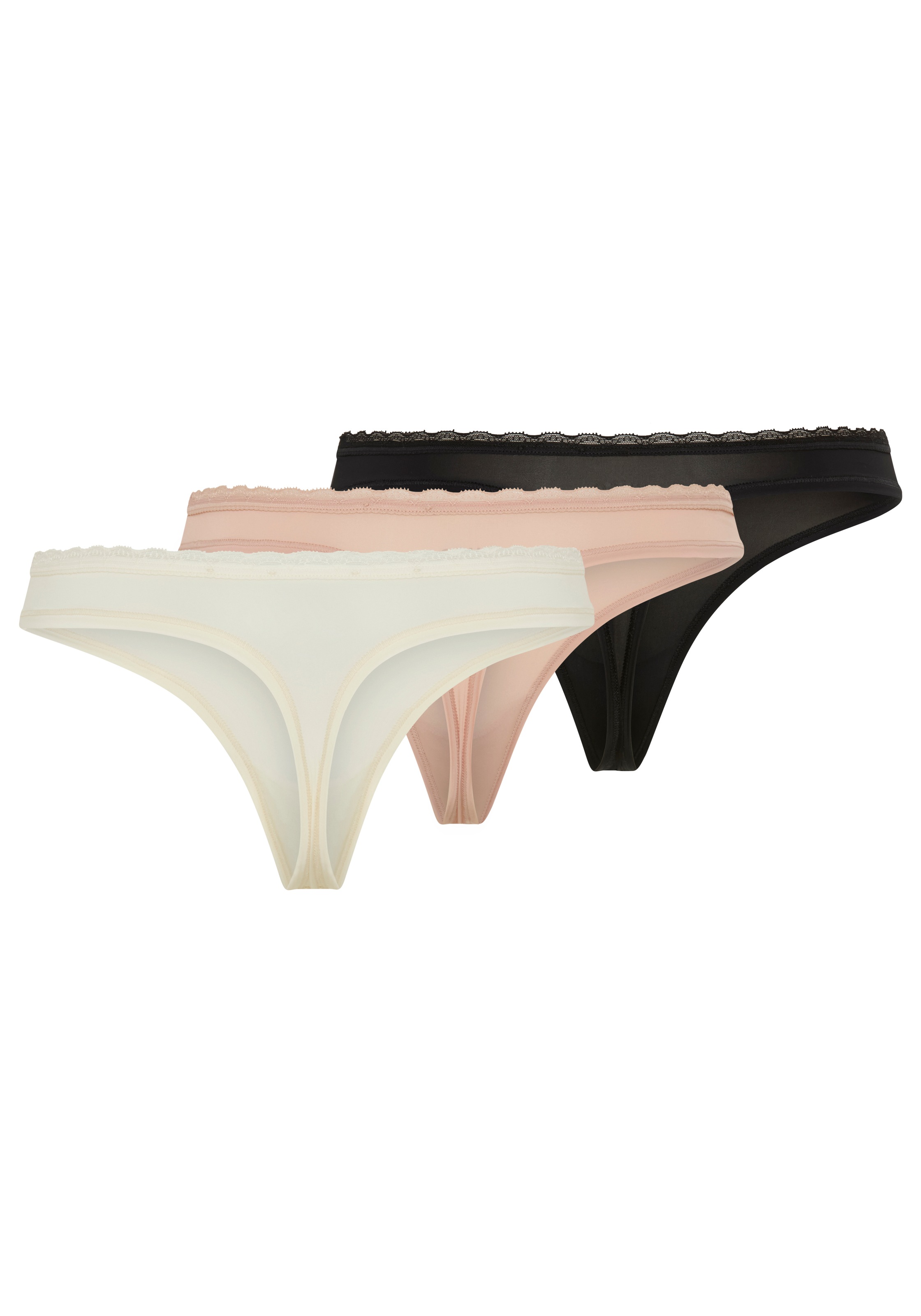 HUGO Underwear String »TRIPLET MICRO« 3 cuis Taille basse et bordure en dentelle ton sur ton