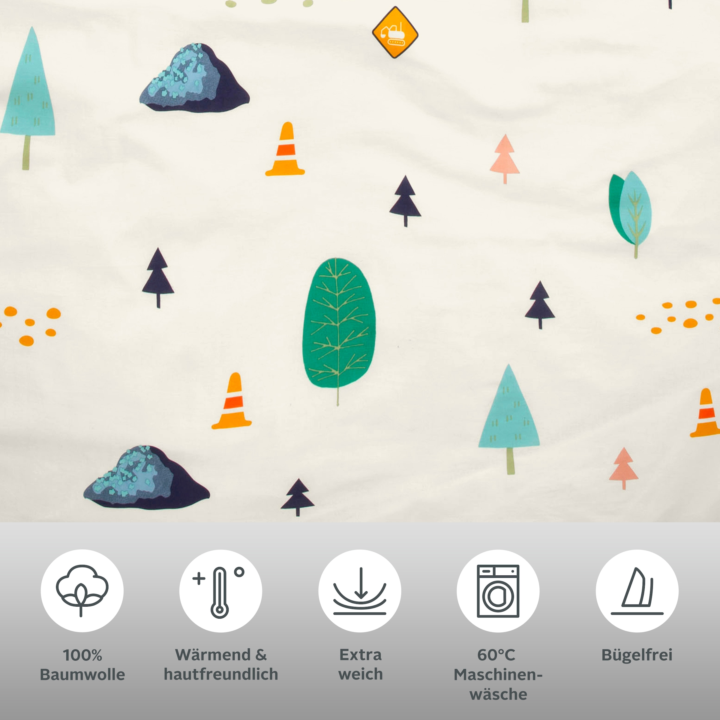 GOODproduct Kinderbettwäsche »CUDDLEE« 2 Stk. in vielen Designs: Dino,Einhorn,Weltraum,Baustelle,Herz,Trecker,Safari