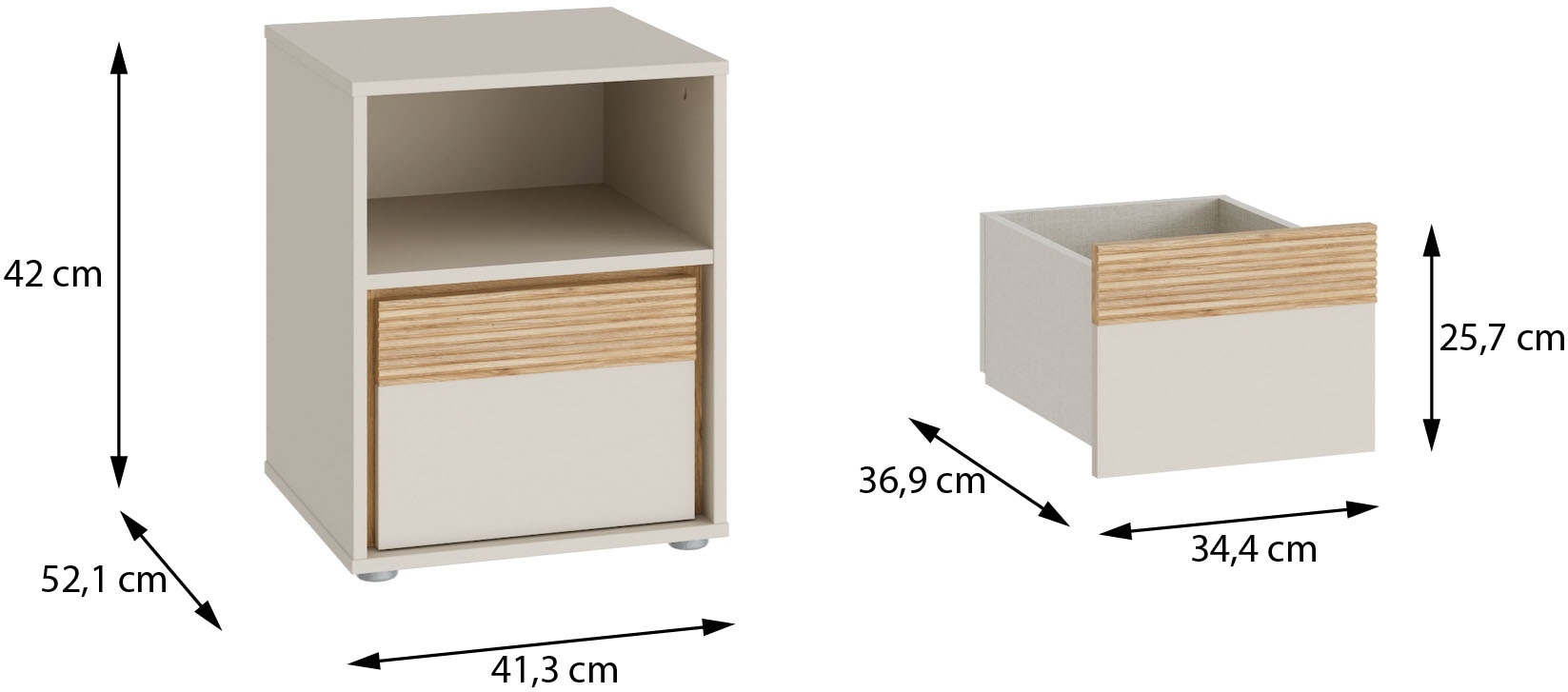 FORTE Table de nuit L/H/P 41,3/52,1/42 cm