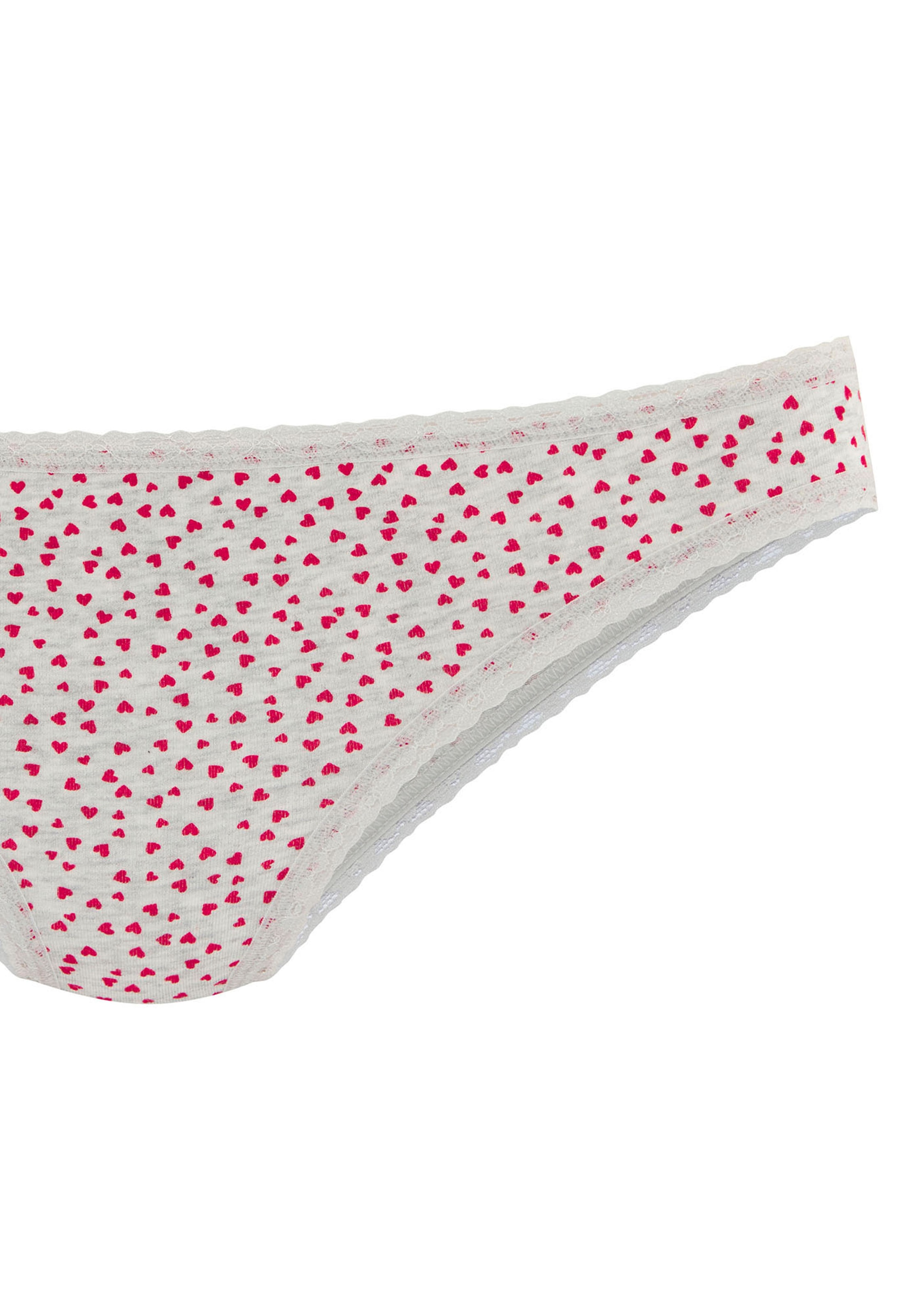 LASCANA Slip brésilien 5er-Pack,  mit süssen Herzchen-Prints und aus elastischer Baumwoll-Qualität