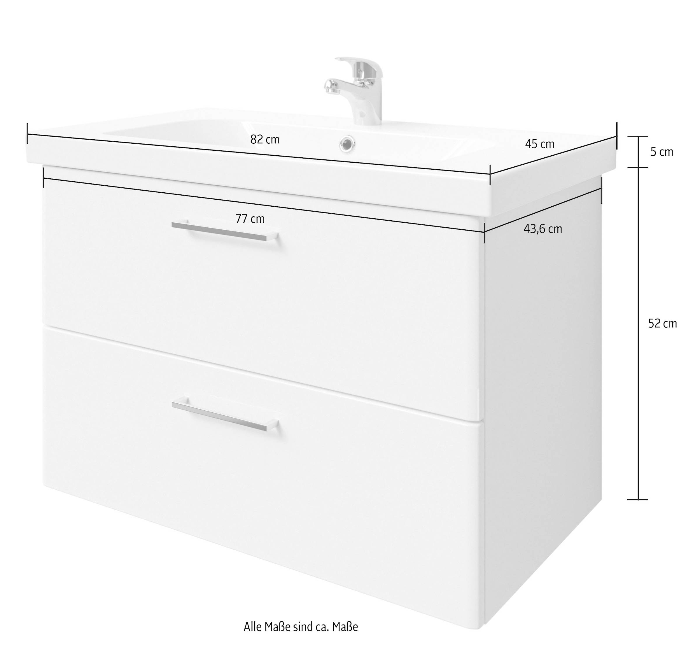 Saphir Ensemble de meubles de salle de bain »Quickset 316 Waschplatz, Keramikwaschtisch mit Unterschrank« 2 cuis tlg.