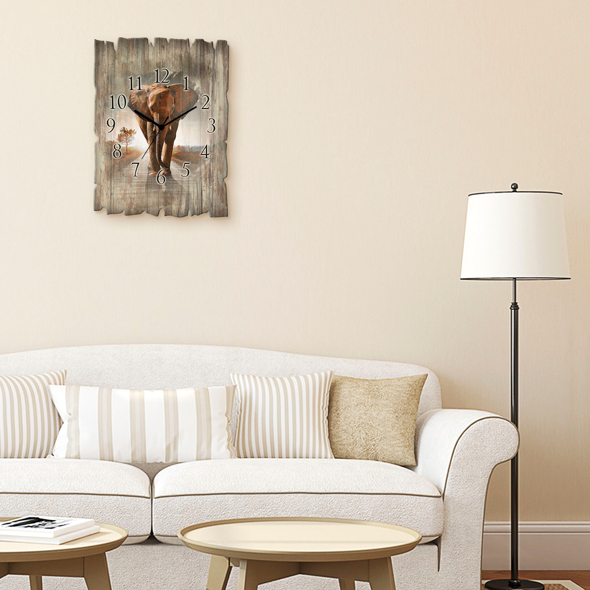 Artland Horloge murale »Ein Elefant läuft auf der Strasse« wahlweise mit Quarz- oder Funkuhrwerk, lautlos ohne Tickgeräusche
