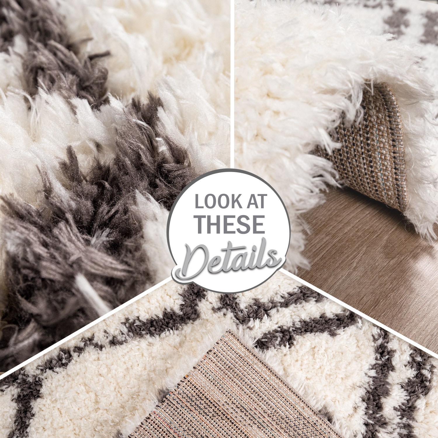 Paco Home Tapis à poils longs »Maghreb  77« Rectangulaire 44 mm Höhe modernes Rauten Design, weich und flauschig