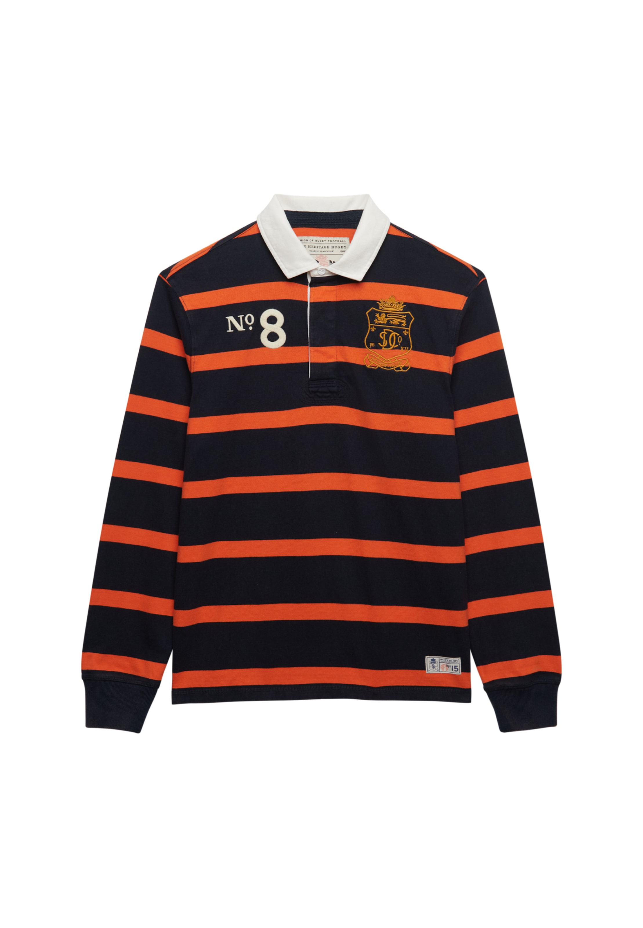 Superdry T-shirt à manches longues »DOUBLE EMBLEM STRIPE RUGBY« en coton et jersey simple, coupe décontractée, aspect rayé