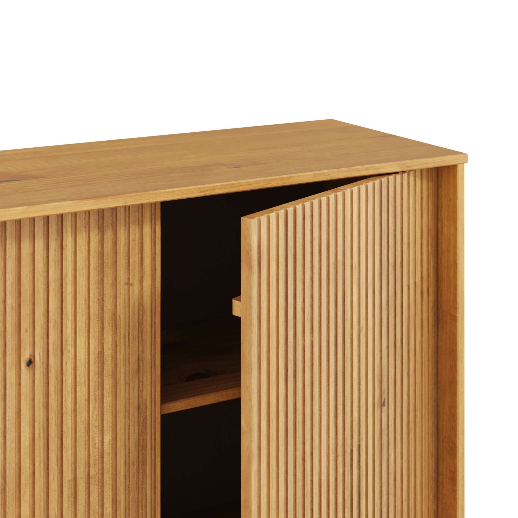 GOODproduct Buffet »Malmedy Front mit gefrästen Rillen« commode en pin massif, ouverture par pression, FSC, largeur 200 cm