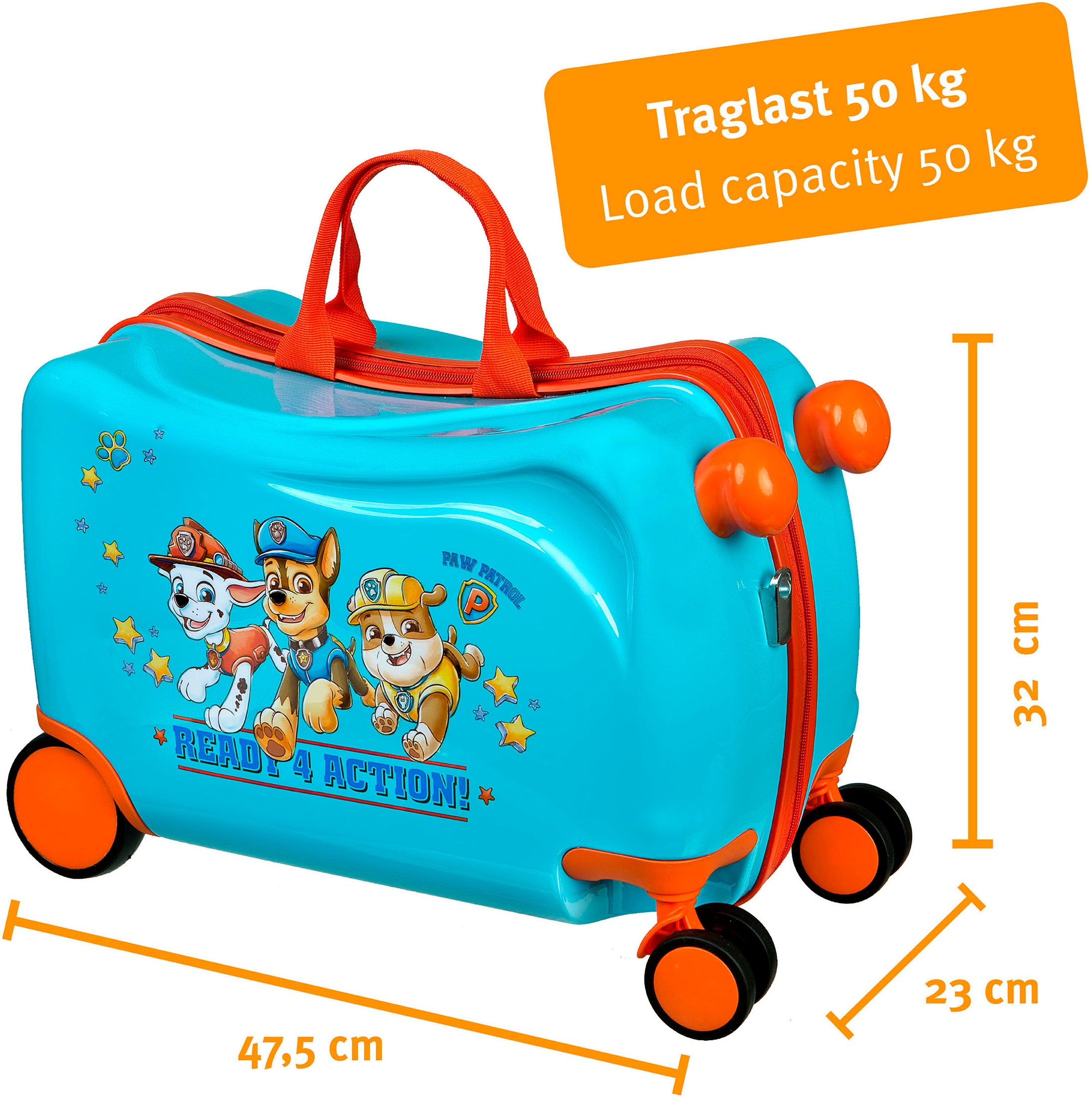 UNDERCOVER Valise pour enfants »Ride-on Trolley, Paw Patrol« 20 litre 4 Rollen zum sitzen und ziehen
