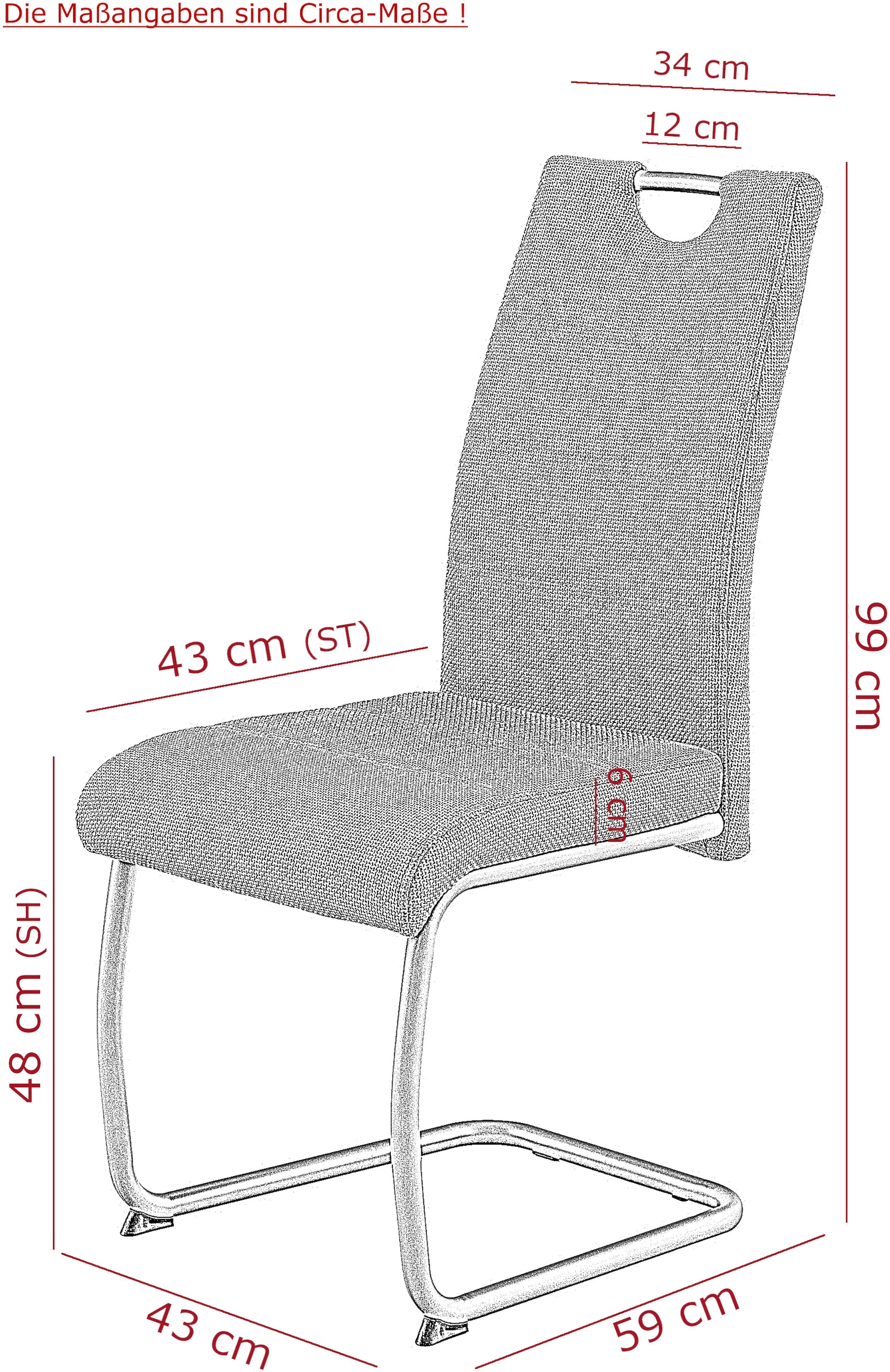HELA Chaise cantilever »FLORENZ« () 1 cuisChâssis tube rond assorti, rembourré, avec poignée