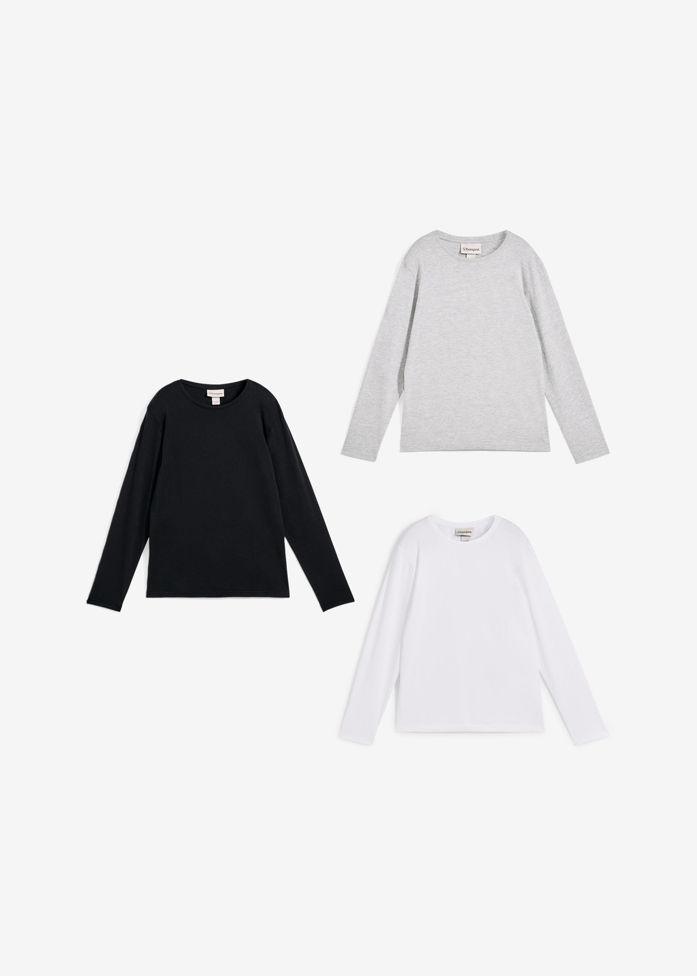 bonprix T-shirt à manches longues Paquet, 3