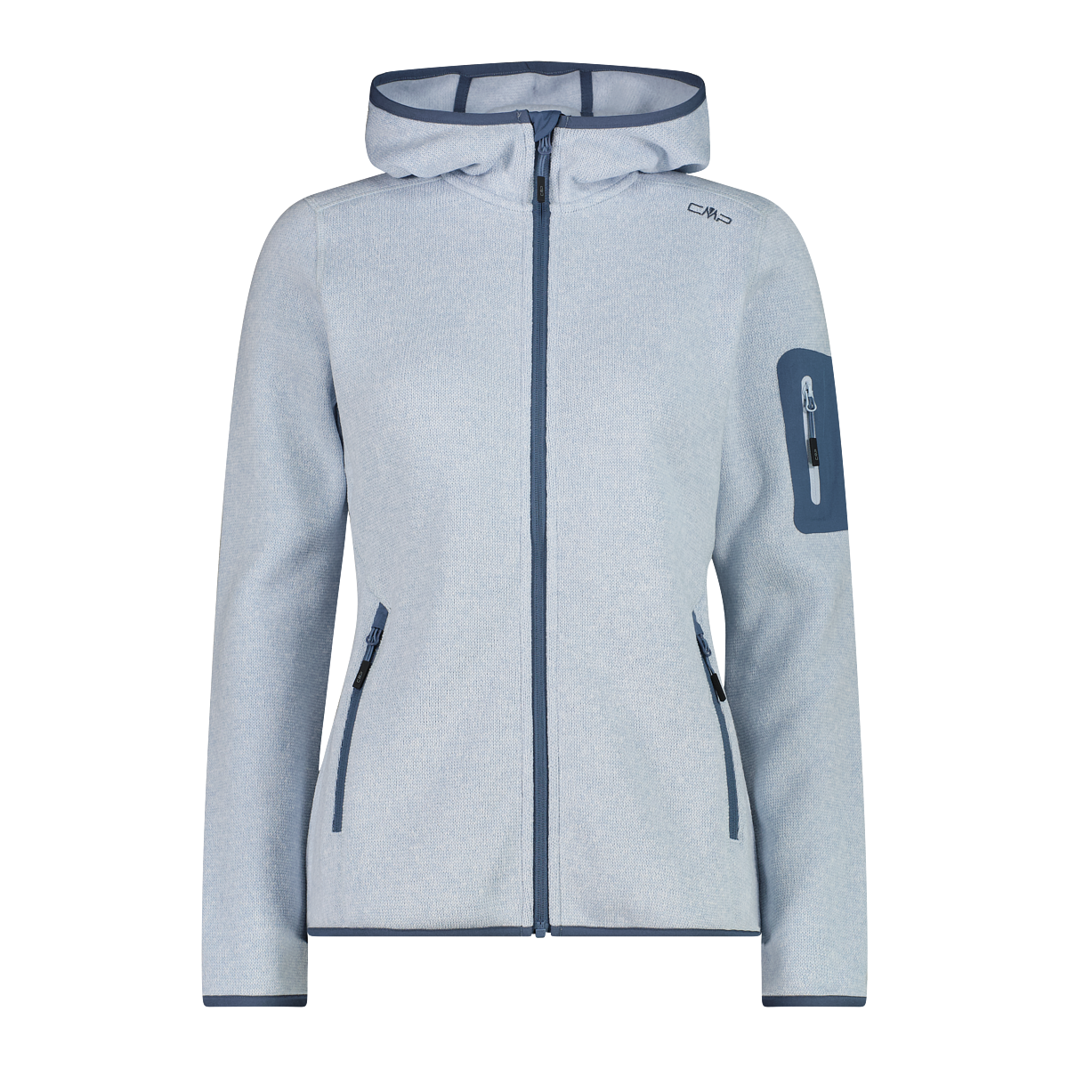 CMP Strickfleecejacke »KNITTED MELANGE HOODY WOMAN HOODY JACKET« mit Kapuze Ünbergangsjacke für Outdoor-Aktivitäten, mit Kapuze, atmungsaktiv