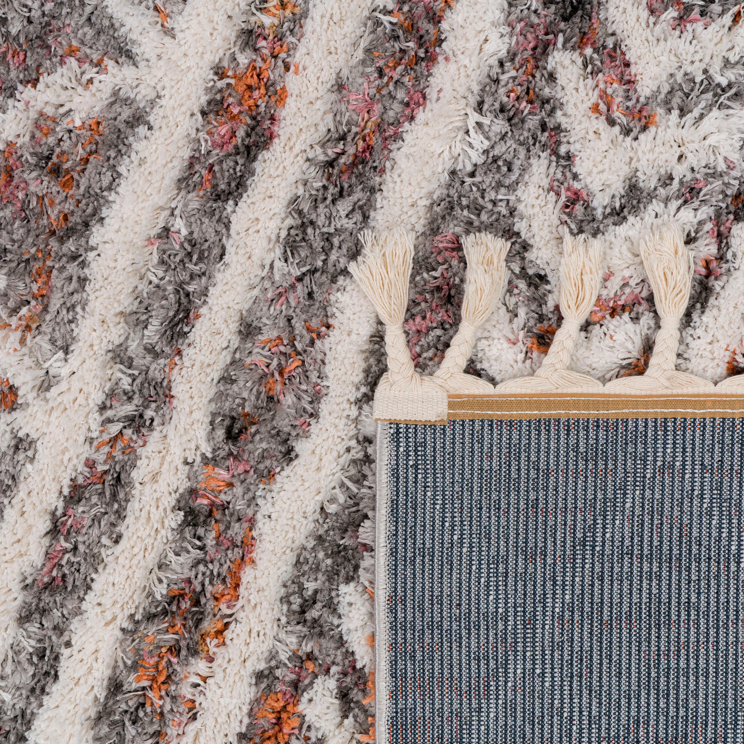 Paco Home Hochflor-Teppich »Monza 653« rechteckig 34 mm Höhe meliert, Rauten Muster, 3D-Effekt, mit Fransen