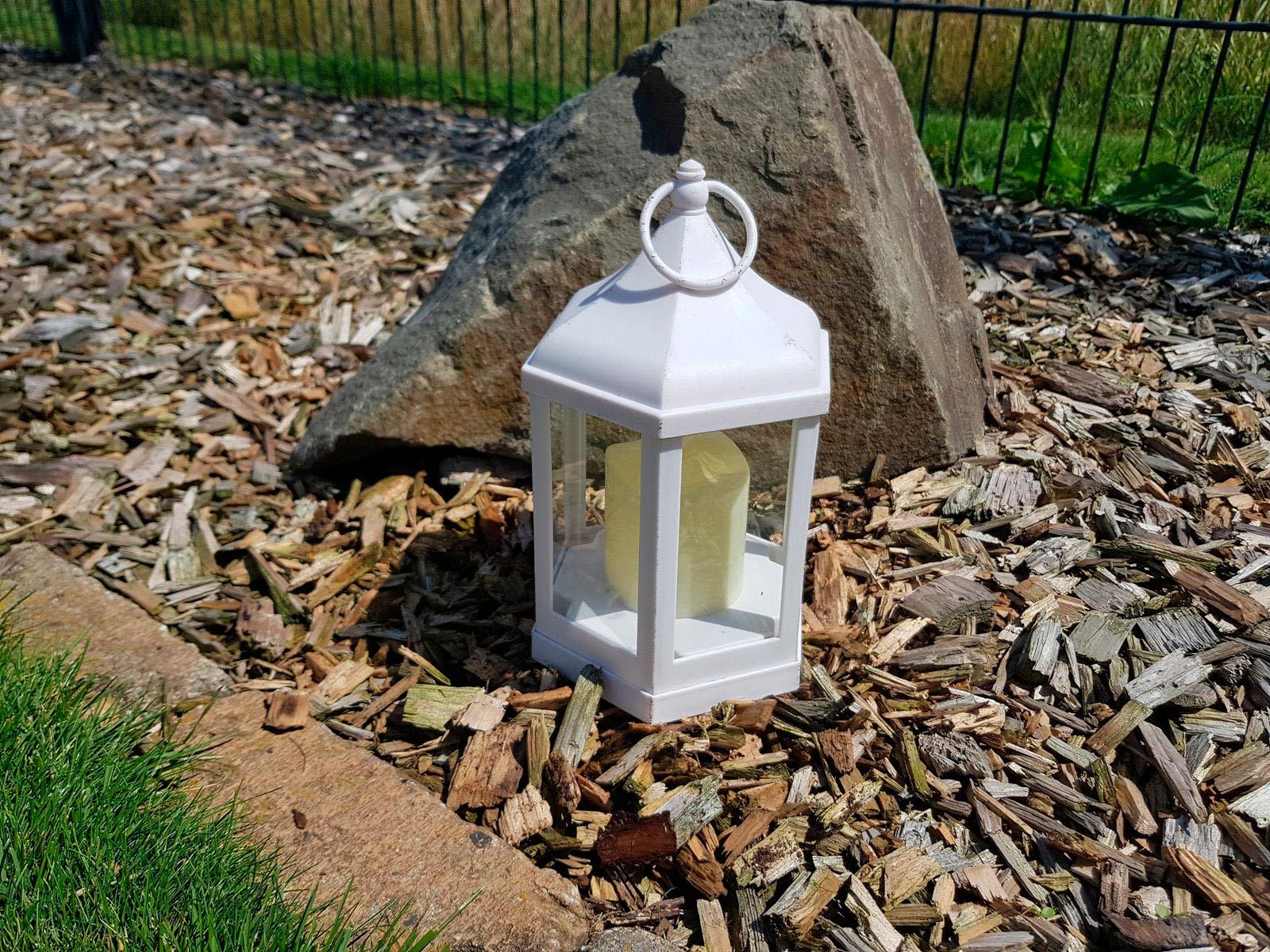 GOODproduct Lanterne à bougie hexagonal, incluant une bougie LED, blanc antique