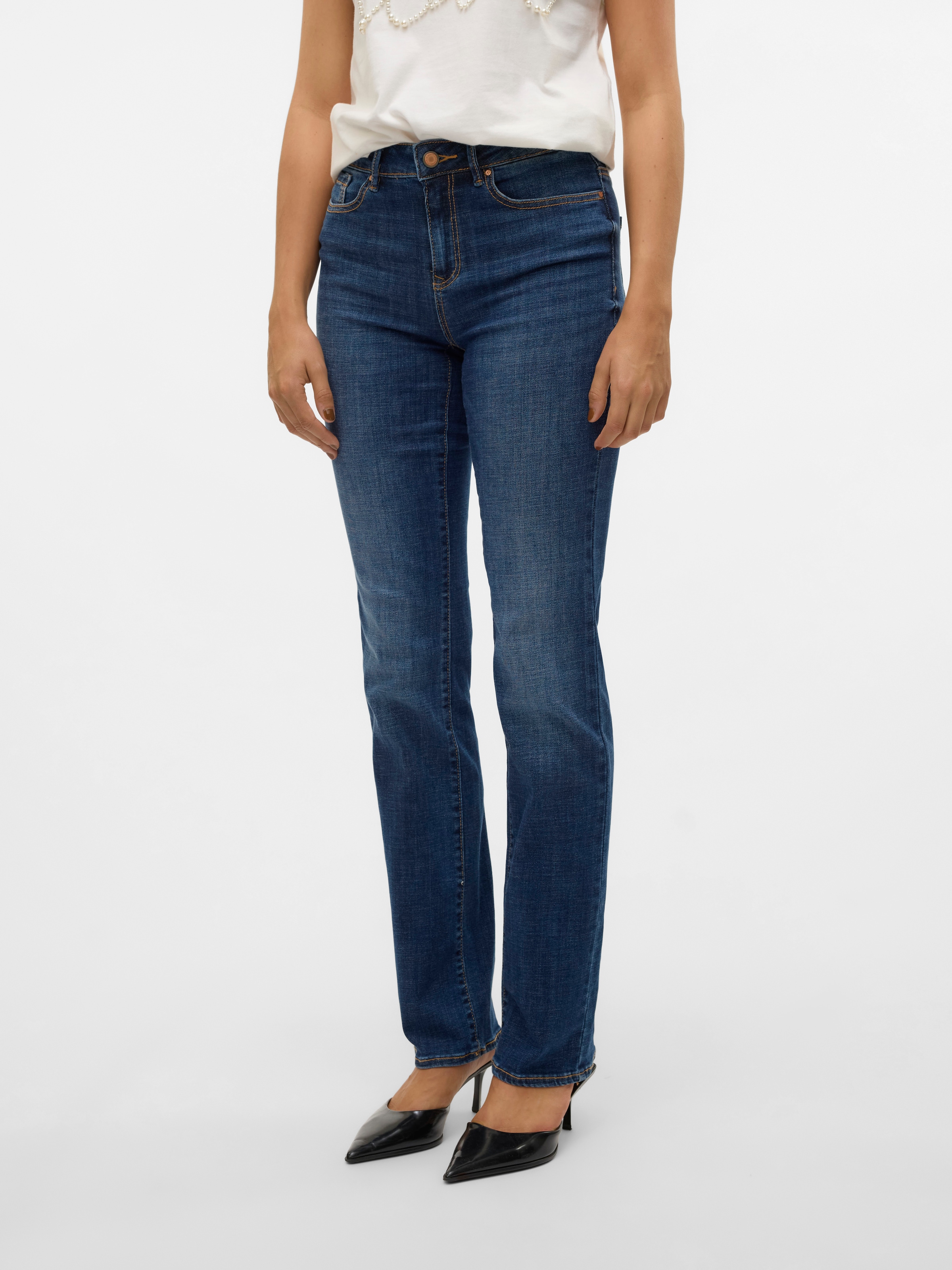 Vero Moda Jeans droit »VMFLASH MR STRAIGHT JEANS LI3300 GA NOOS« Baumwollmischung mit Stretch, regular waist, straight fit