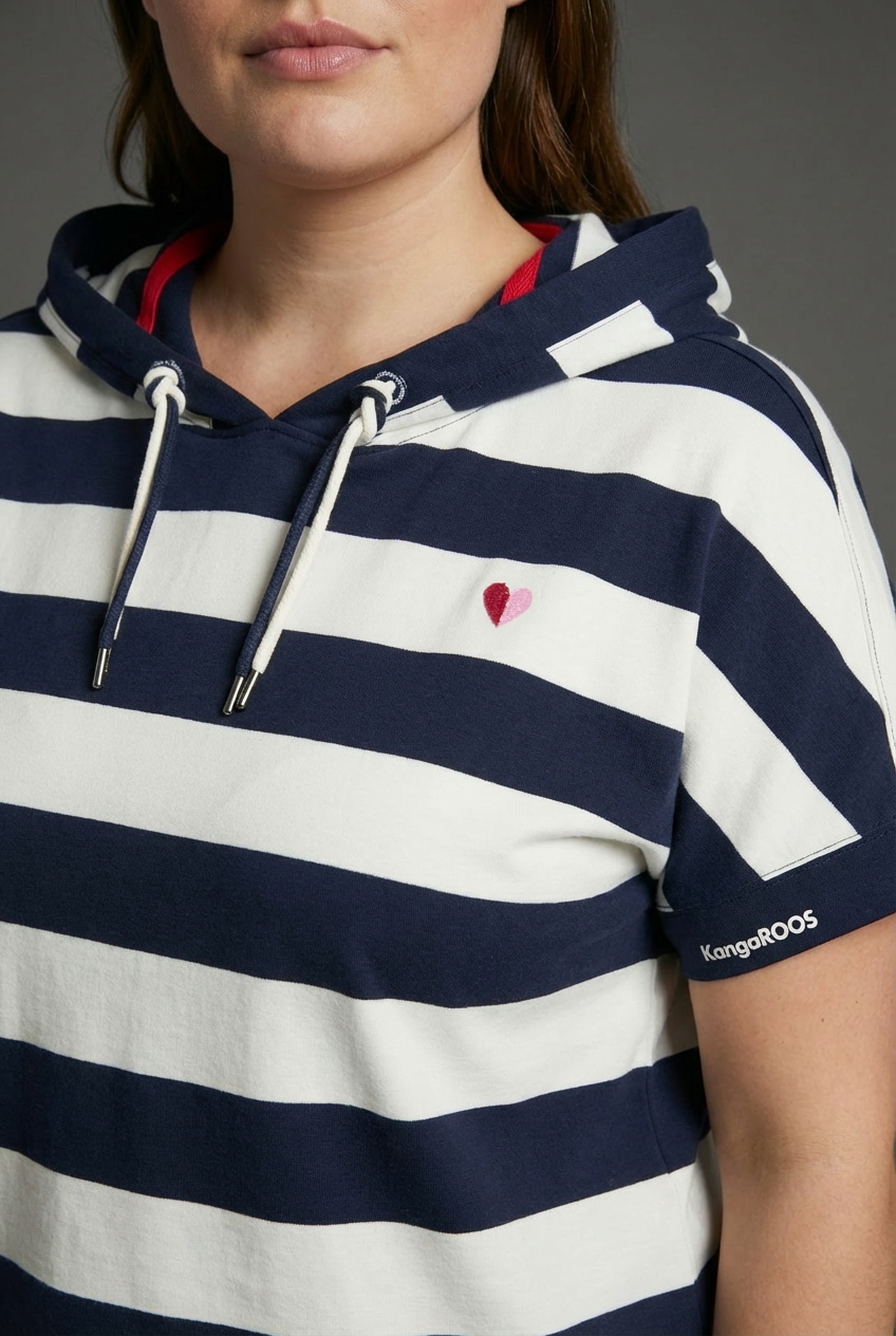 KangaROOS Kapuzenshirt Kurzarmshirt, mit Kapuze, hüftlange Schnittform, grosse Grössen