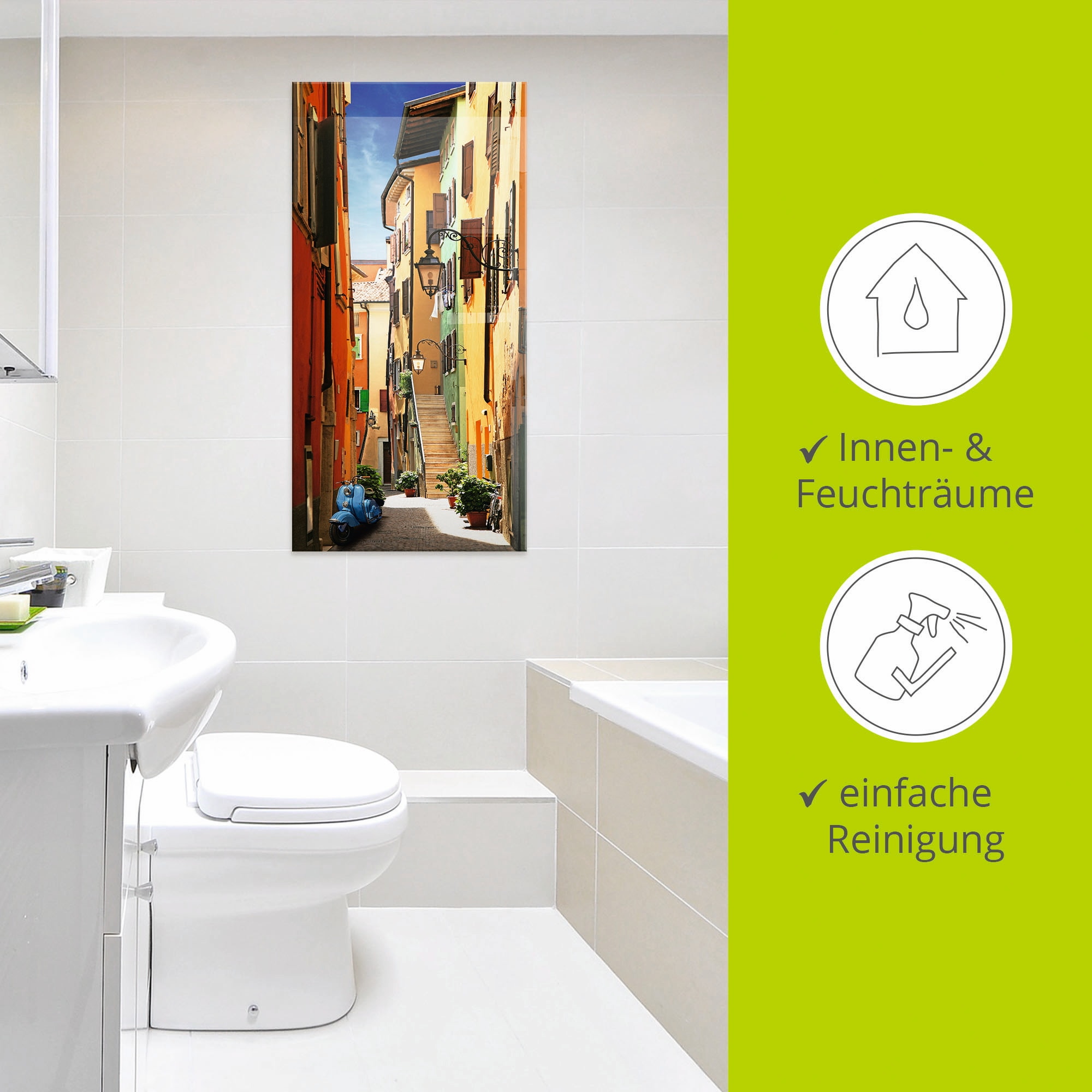 Artland Tableau en verre »Altstadtgasse Riva del Garda« 1 cuis tlg. in verschiedenen Grössen