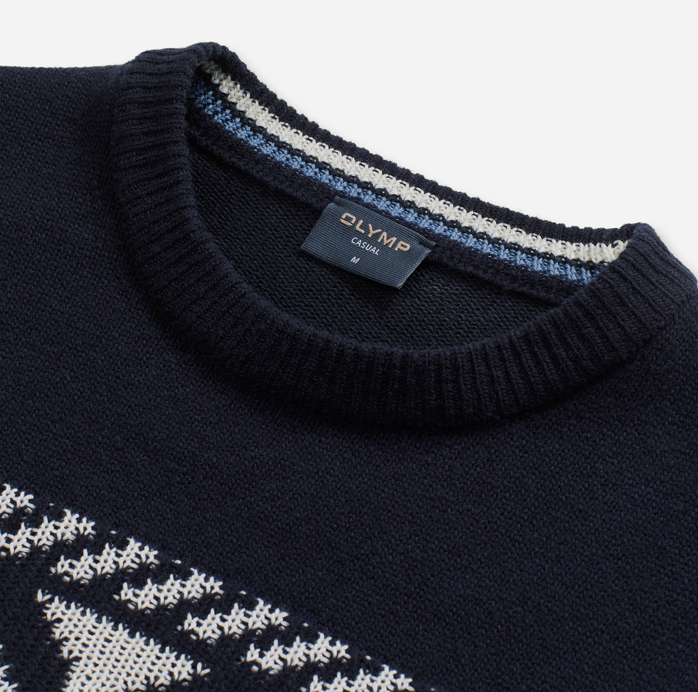 OLYMP Rundhalspullover »Jaquard« gemustert, Strick, regular fit, Rundhals