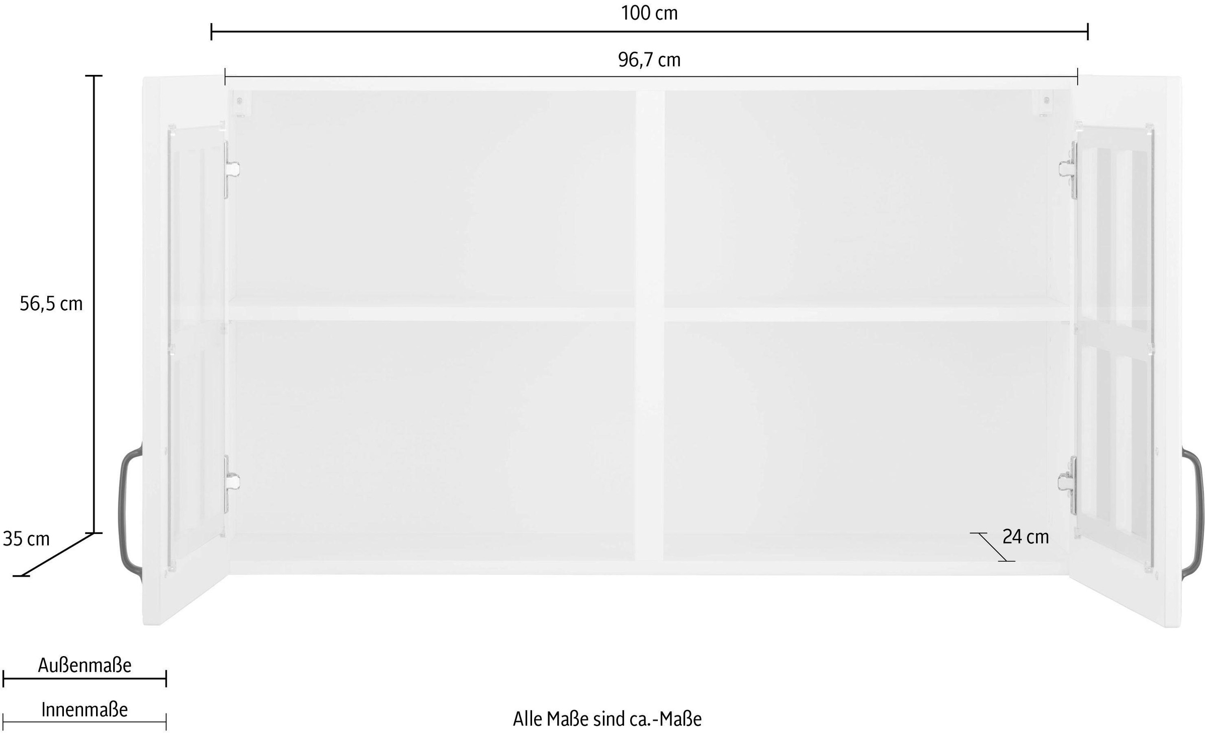 wiho Küchen Glashängeschrank »Erla, TOPSELLER« Front mit Glaseinsatz
