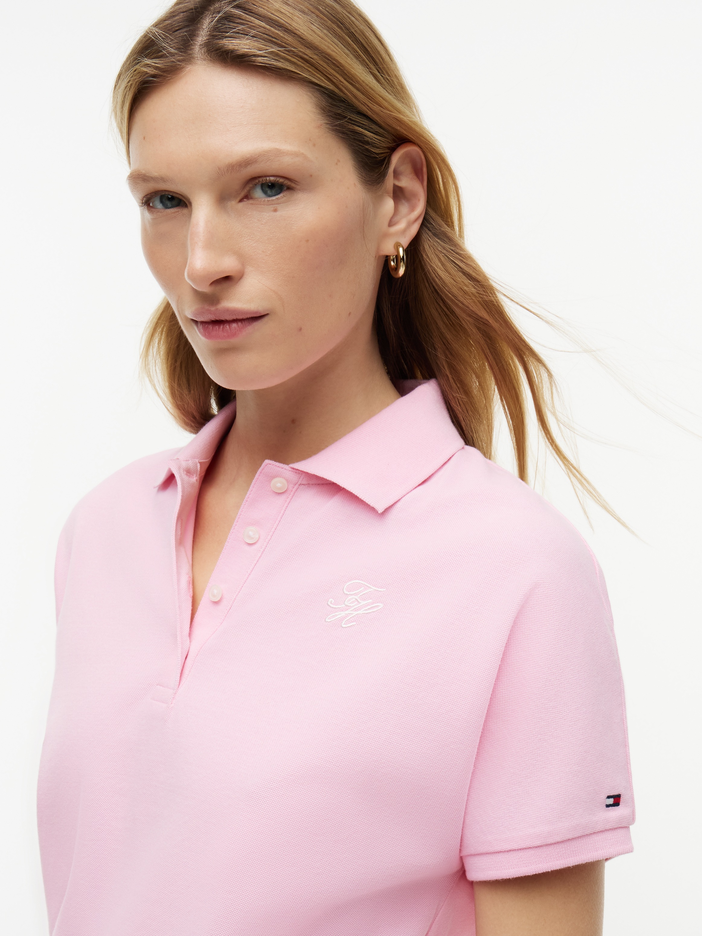 Tommy Hilfiger Poloshirt »TH SCRIPT MODERN SS POLO« Baumwollmischung, Polokragen, kurze Knopfleiste