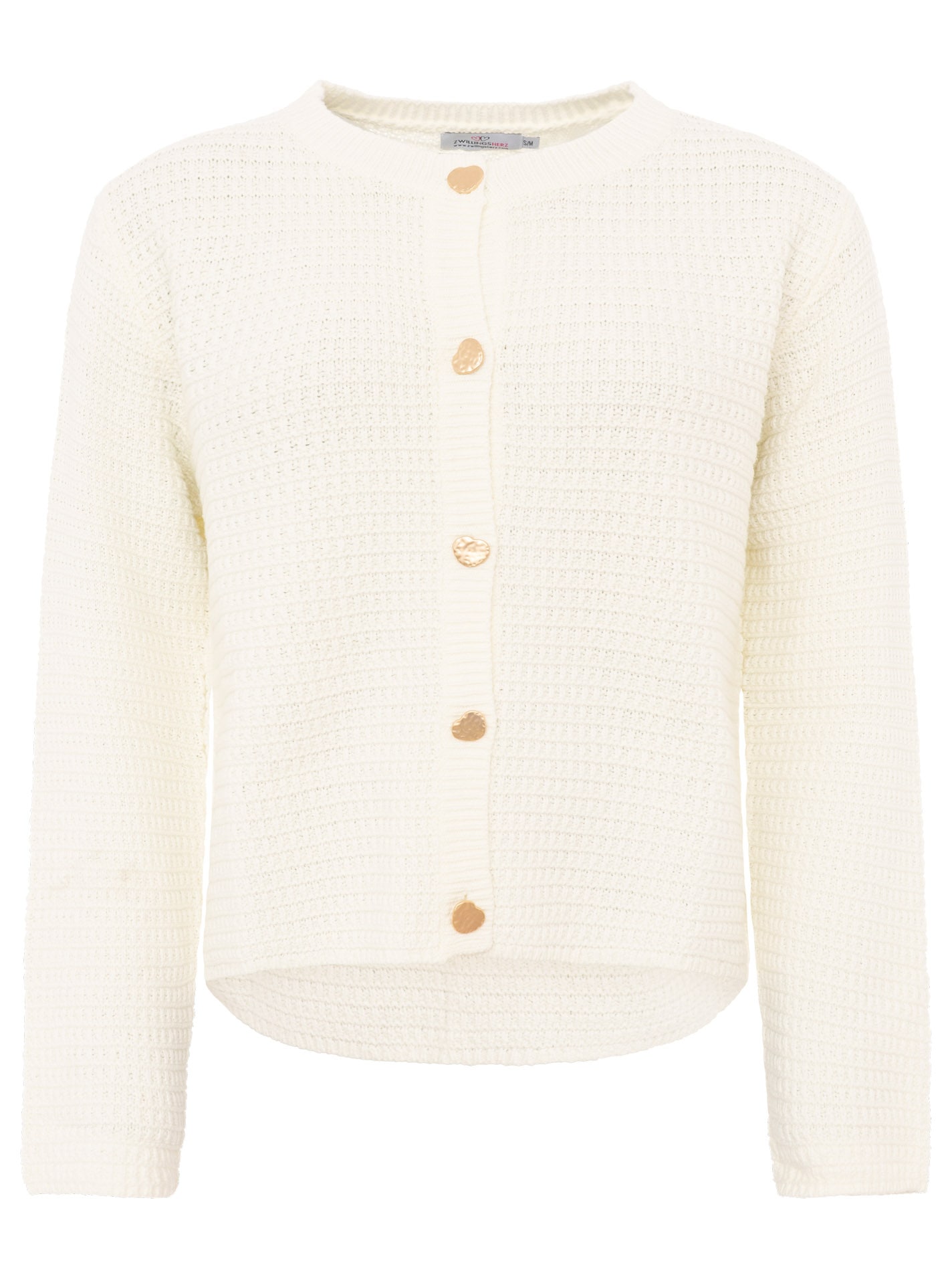 Zwillingsherz Strickjacke »"Herz Knopf"« mit Lockstrickmuster und Herzknöpfen in goldfarben