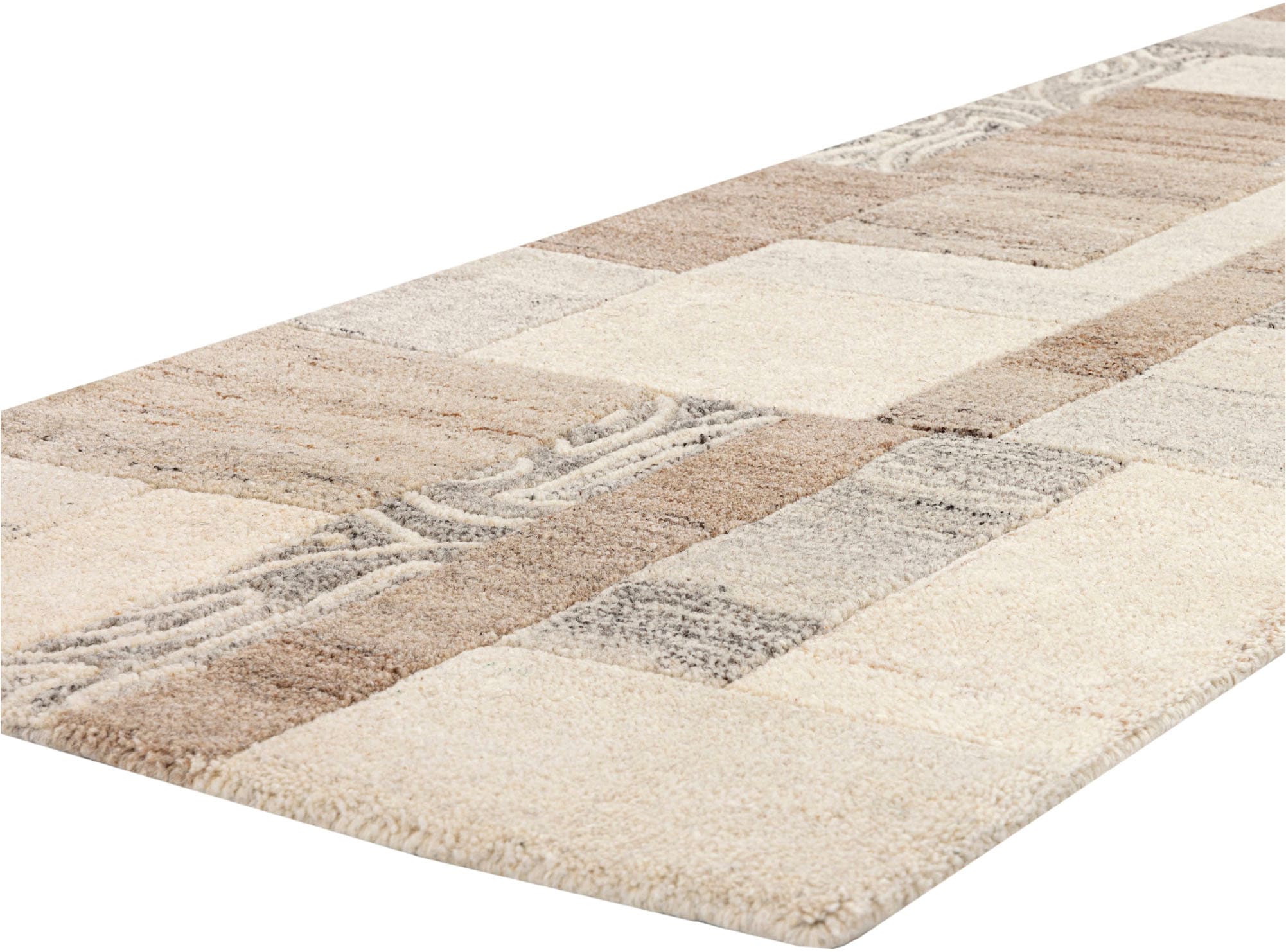 THEKO Läufer »Lola, Wolle, handgearbeitet, Patchwork Design« rechteckig 12 mm Höhe Teppich-Läufer, handgetuftet, Flur, Brücke