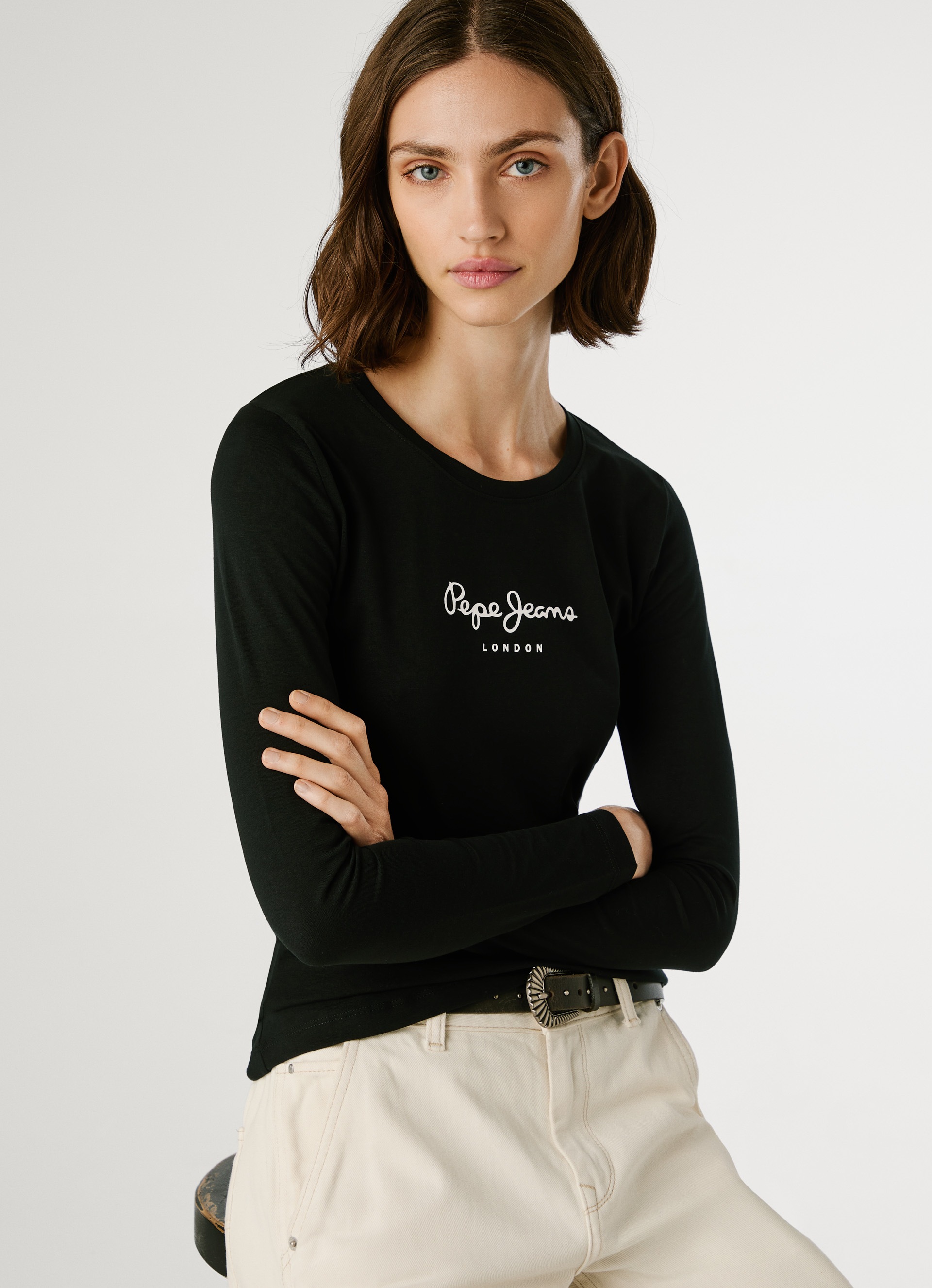 Pepe Jeans Langarmshirt »NEW VIRGINA L/S« mit Logo-Print