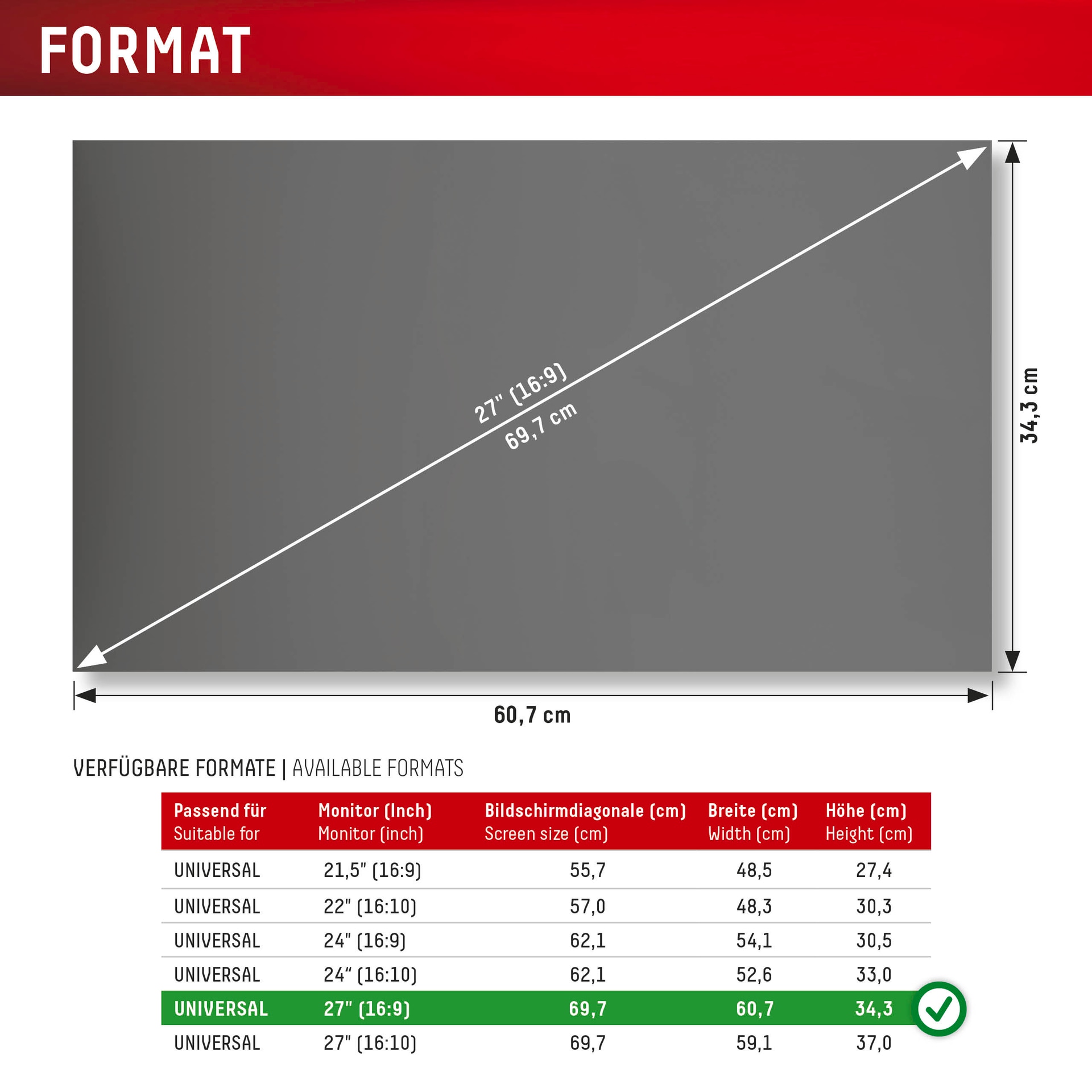 Displex Film de protection d'écran »Privacy Safe Blickschutzfilter« für Universell für Monitore mit  27 (16:9) Blickschutzfolie, Schutzfolie, Bildschirmschutz, kratz- & stossfest