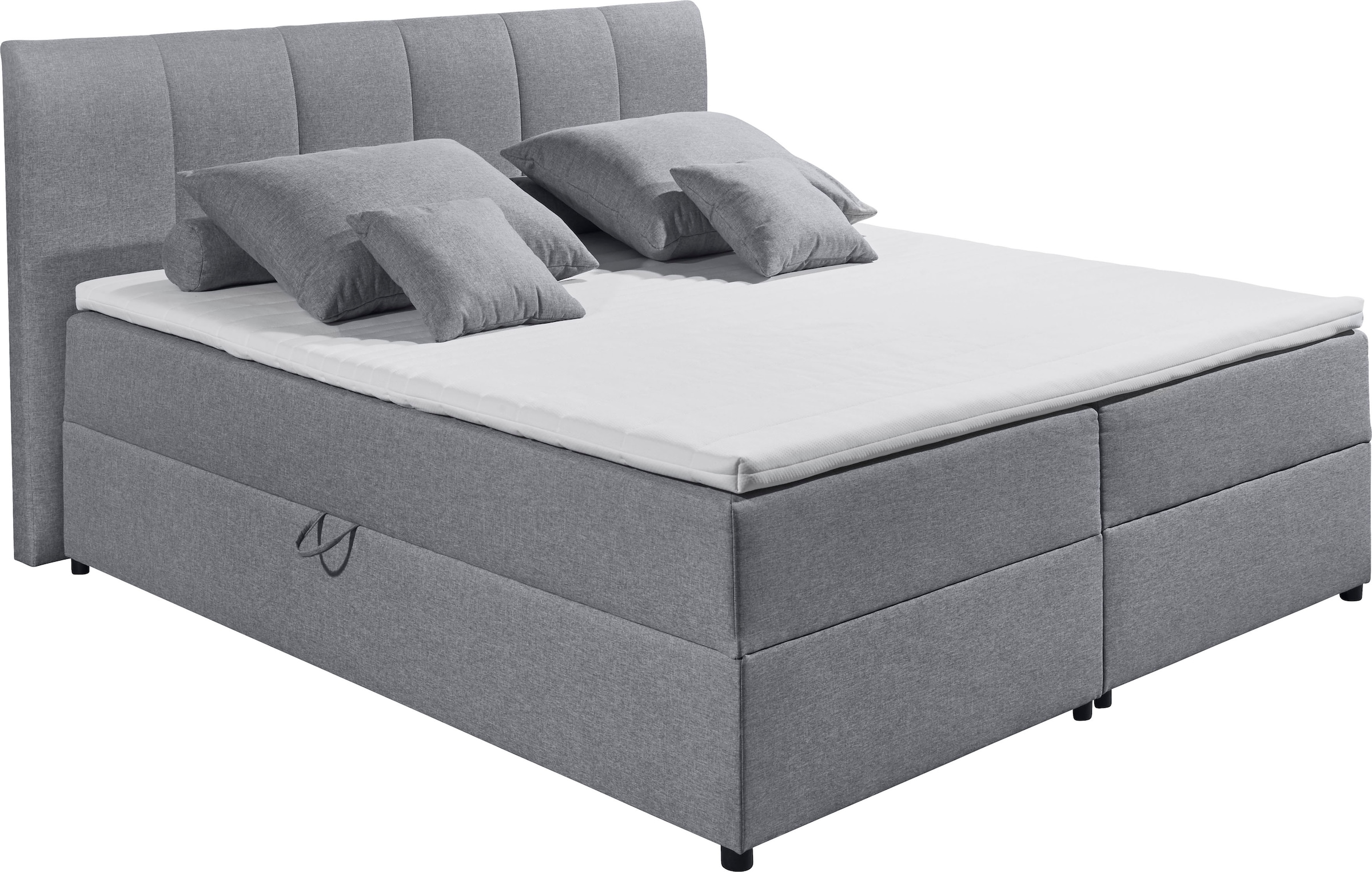 ED EXCITING DESIGN Boxbett »GRANADA, Polsterbett mit Bettkasten und Taschenfederkernmatratze H3« mit Komfortschaum-Topper, Webstoff-Bezug, Liegefläche 180x200cm