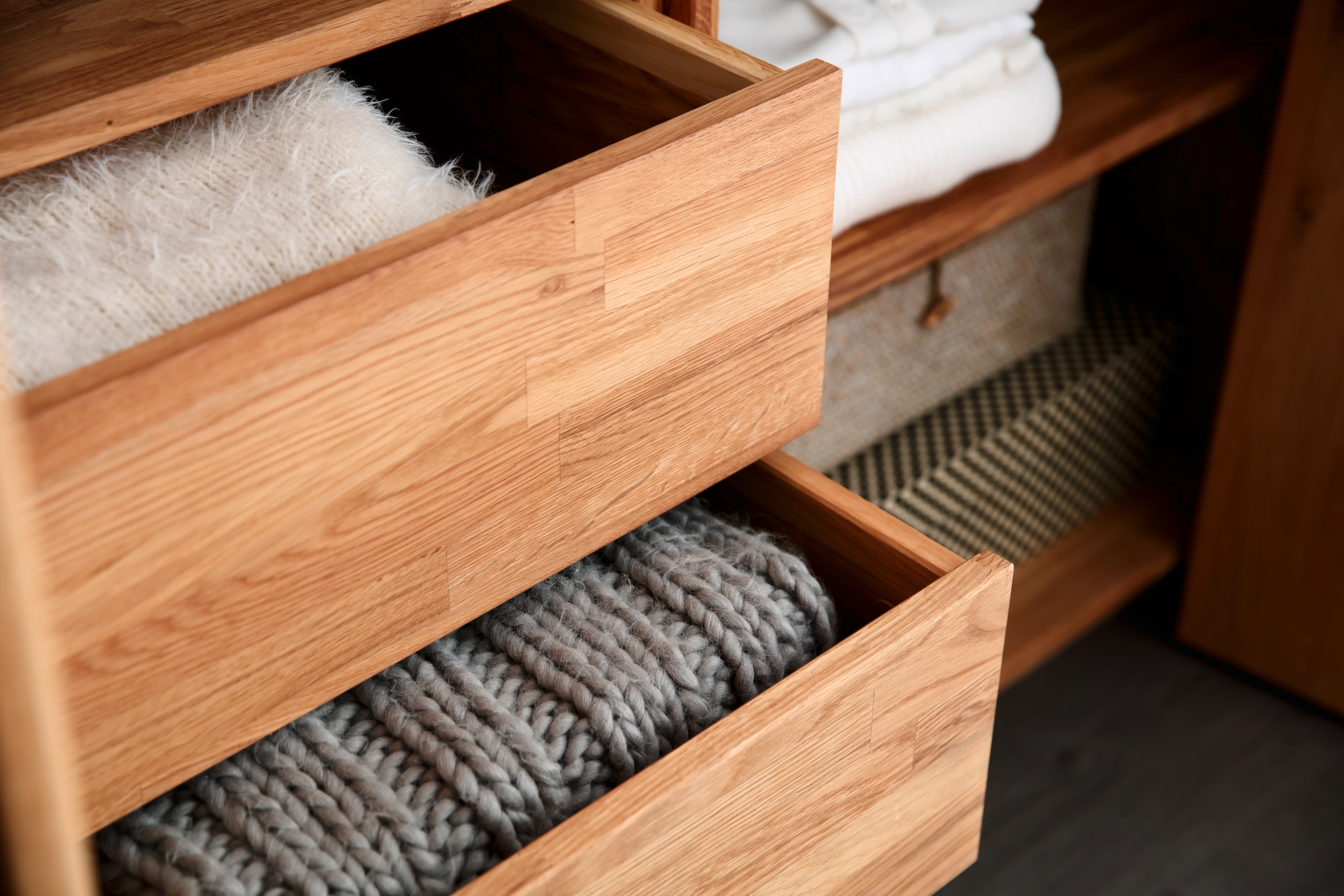 Home affaire Insert pour tiroir »Huven, Stauraum, Aufbewahrung, 3 Schubkasten« Massiv Eiche, viel Stauraum