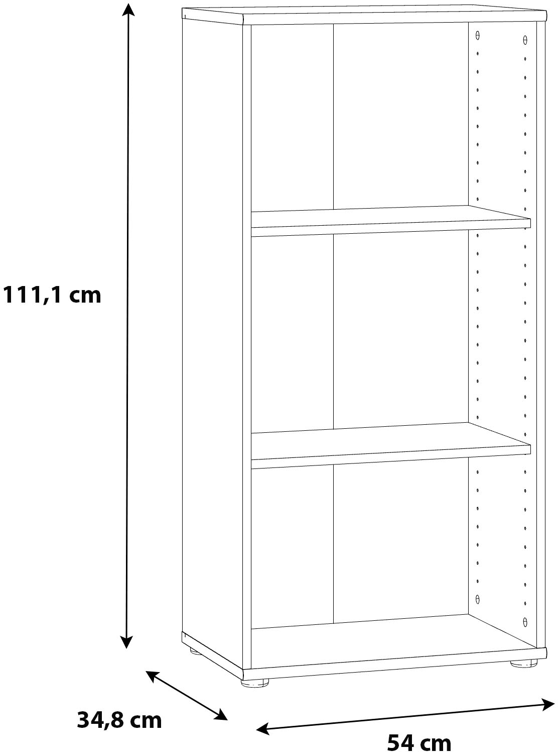 FORTE Étagère »Tempra, Mehrzweckregal schmal, Höhe 111,1cm, 2 Ablageböden« largeur 54 cm