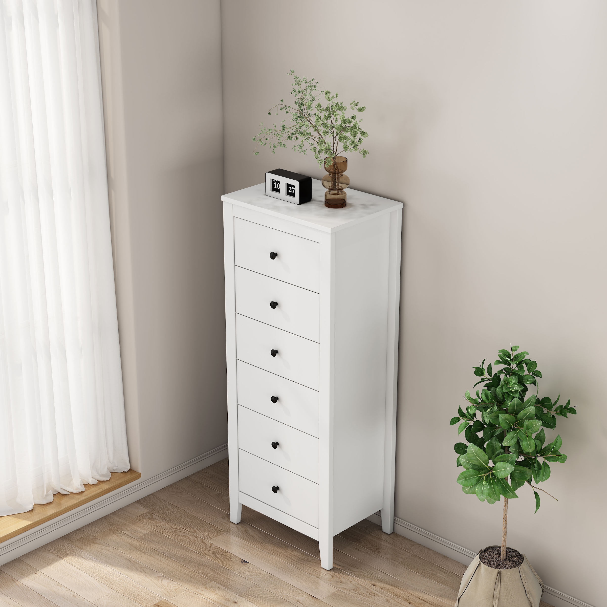 GOODproduct Kombikommode »Borkum Sideboard Anrichte mit 6 Schubladen Landhaus weiss Bestseller« hochwertige Griffe aus Metall, 