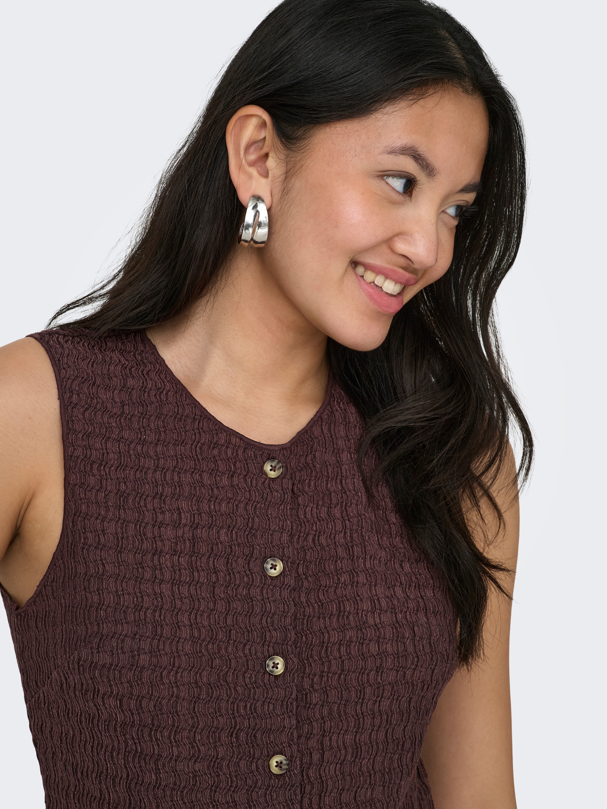 ONLY Gilet en jersey »ONLILSE S/L STRUCTURE VEST JRS NOOS« Kunstfaser, Rundhalsausschnitt