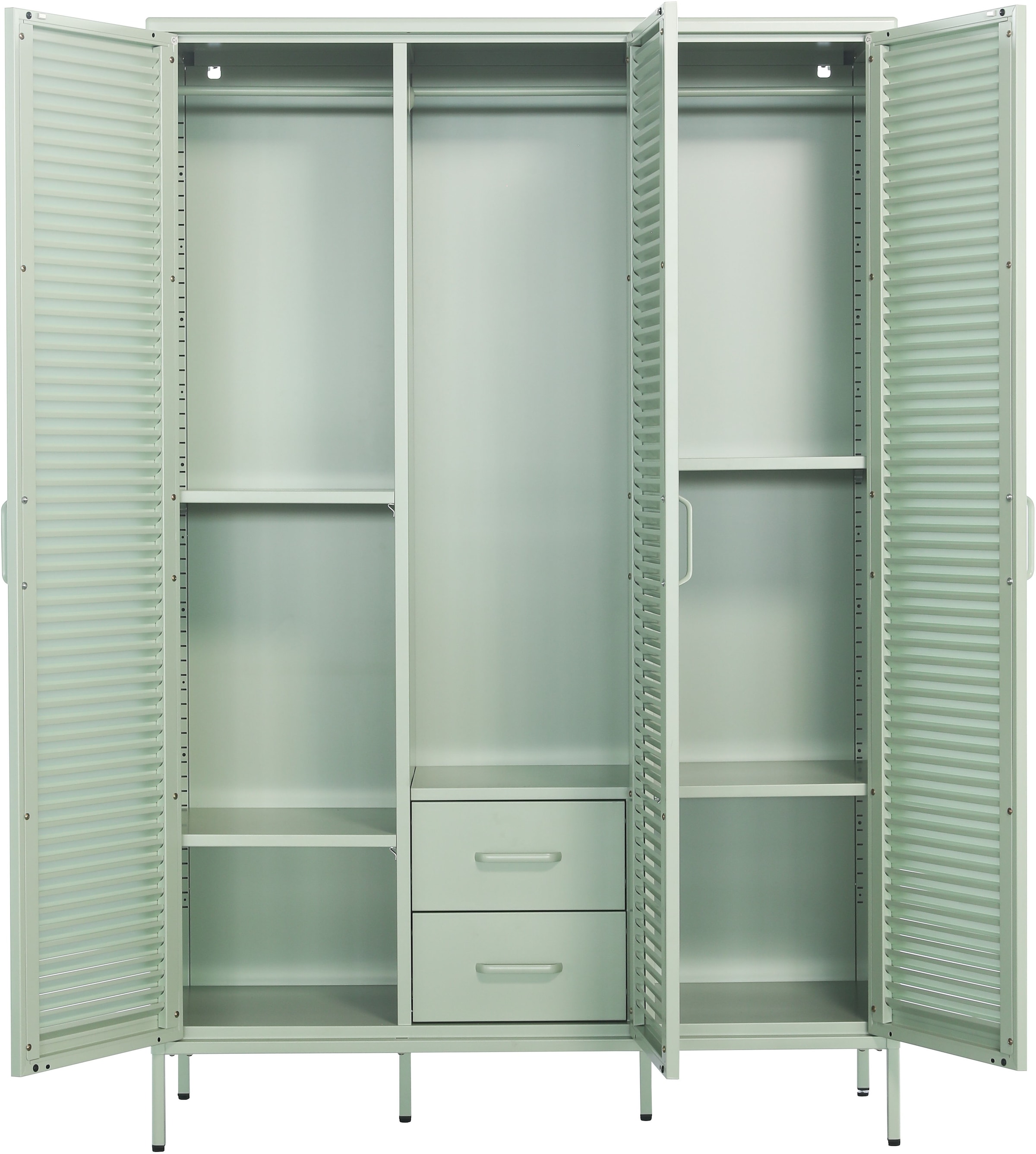 GOODproduct Kleiderschrank »GERRON Kleiderschrank Metallschrank Spind« Schlafzimmerschrank mit 3 Türen , grün salbei, Breite 120cm