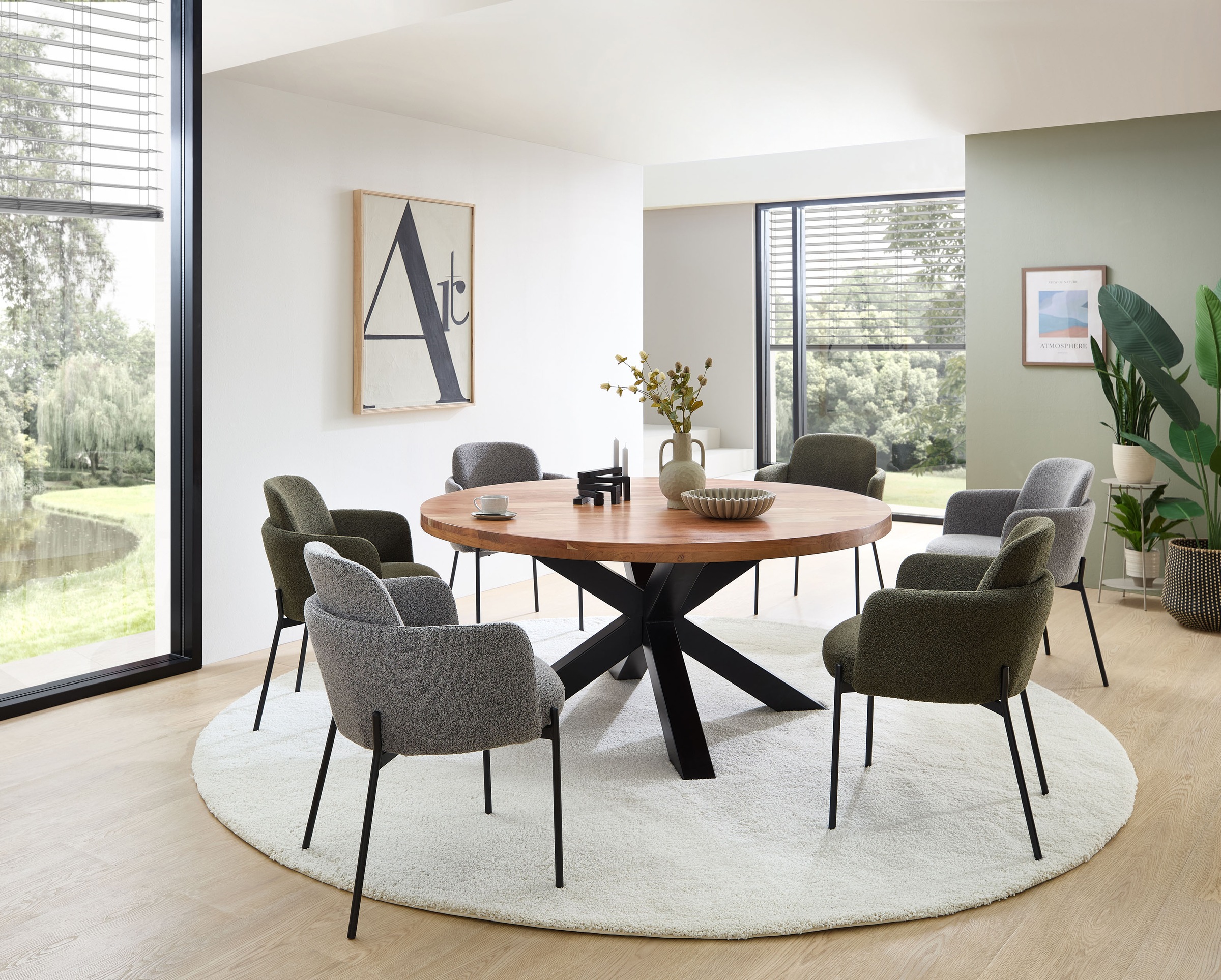 Stolkom Chaise avec accoudoirs »Flora BxHxT 61x84x63 cm« (Ensemble) 4 cuislargeur 61cm, ressorts ensachés dans l'assise