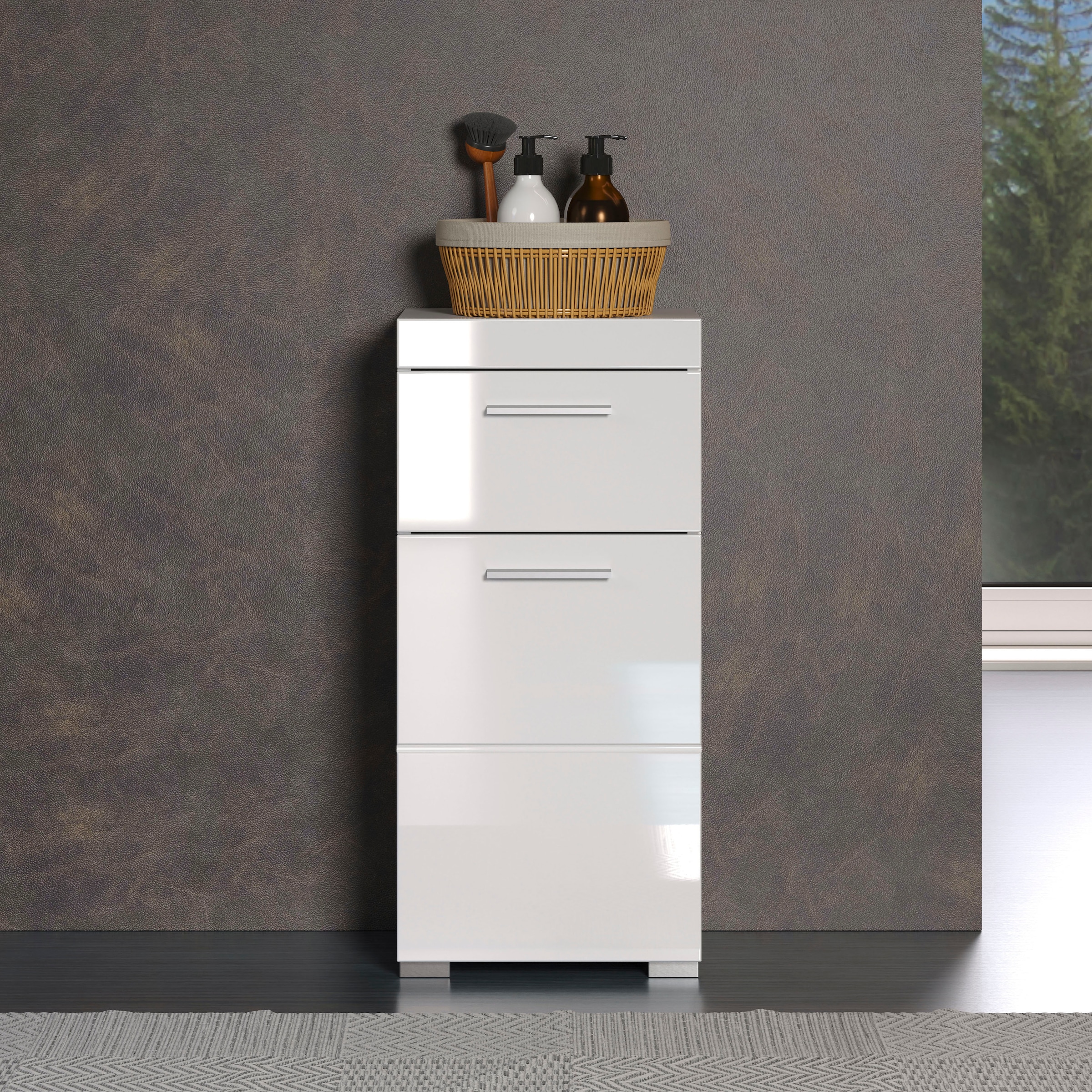 welltime Armoire basse »Avena« Badezimmerkommode mit 1 Schublade und 1 Tür - (B/T/H) 37/31/79 cm