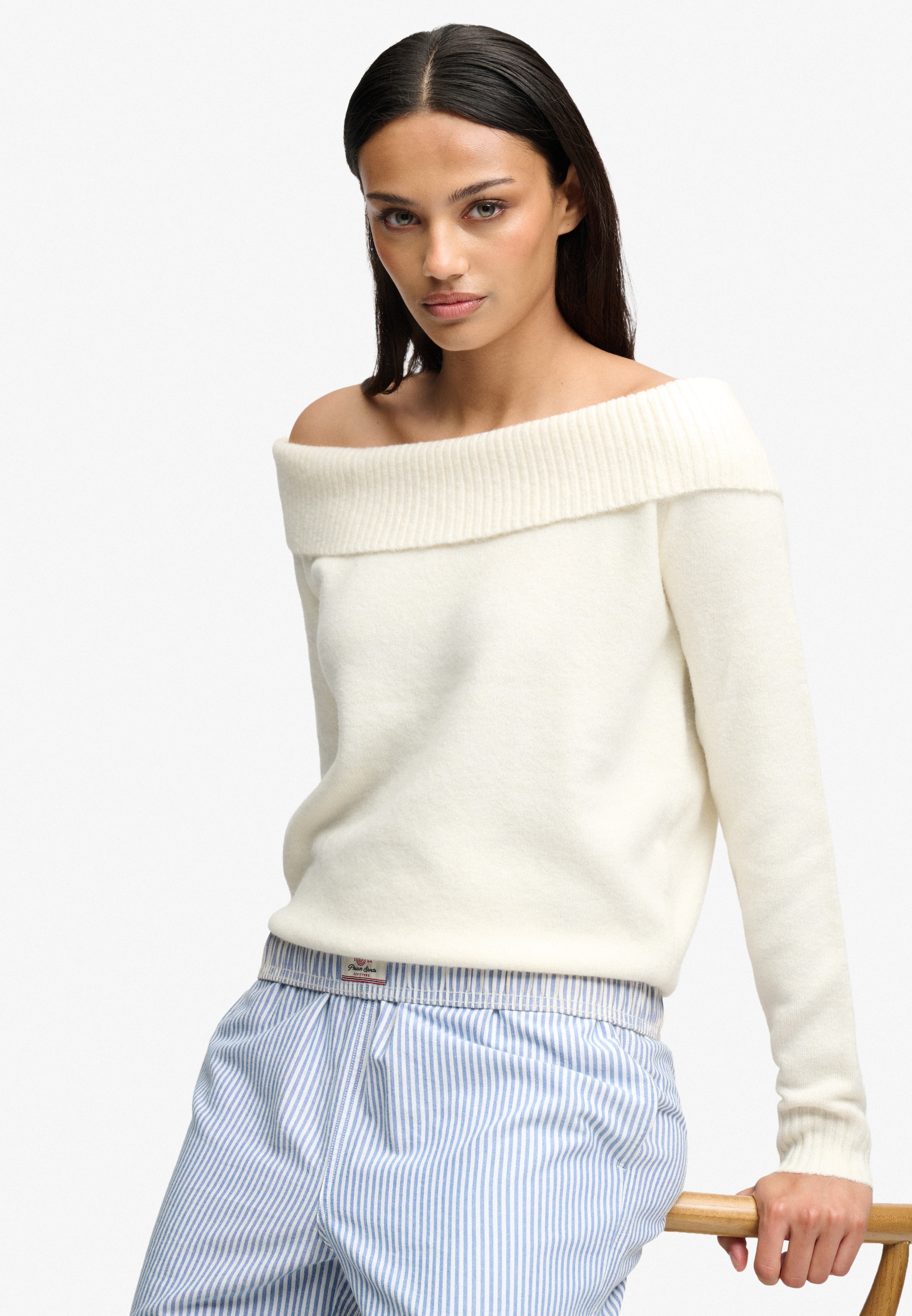 Superdry Pull en tricot »BARDOT KNITTED JUMPER« mélange de matériaux, de haute qualité avec teneur en laine