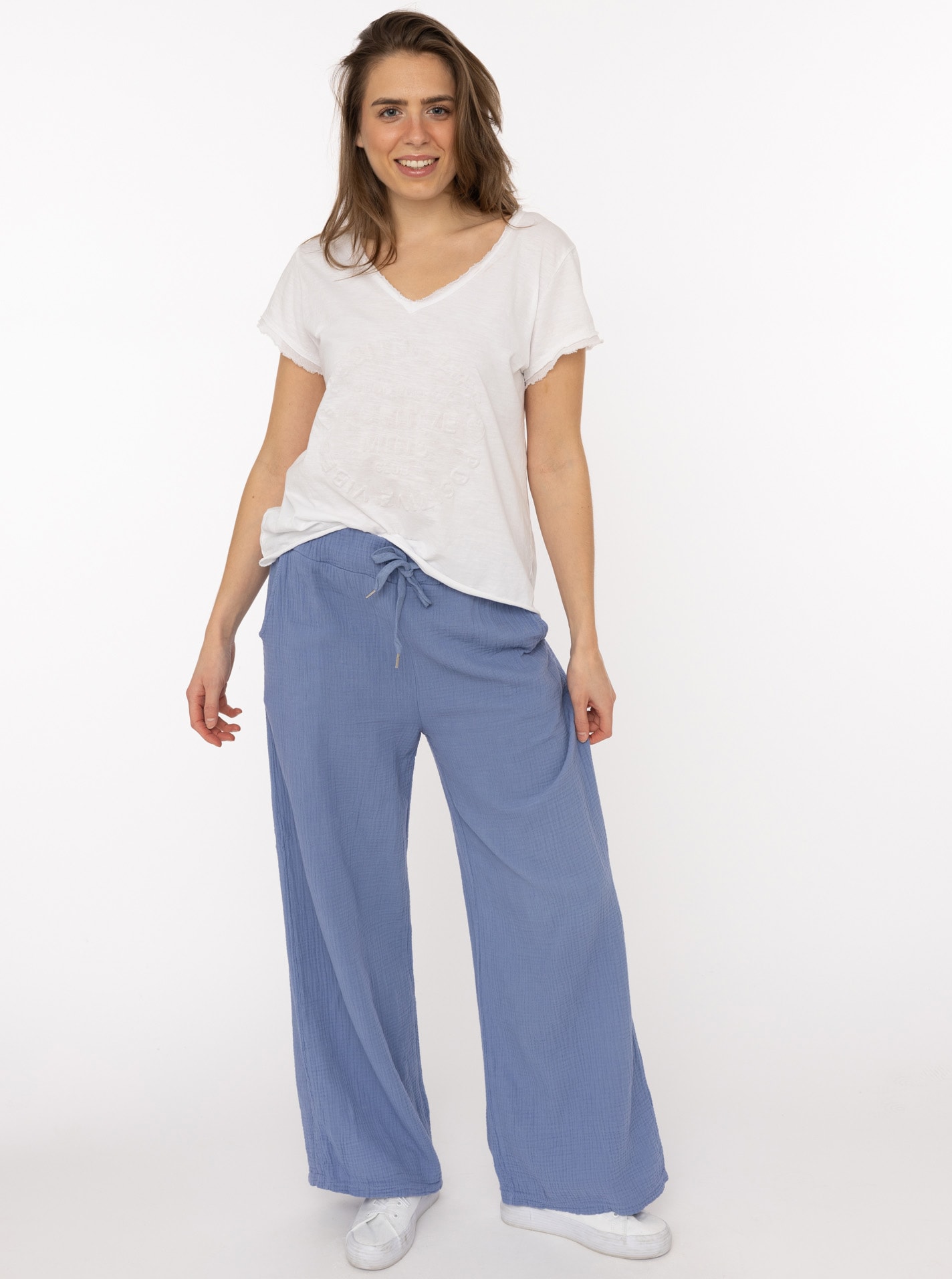 Zwillingsherz Pantalon en tissu »"Musselin"«  mit Zugband, Eingriffstaschen und weitem Bein