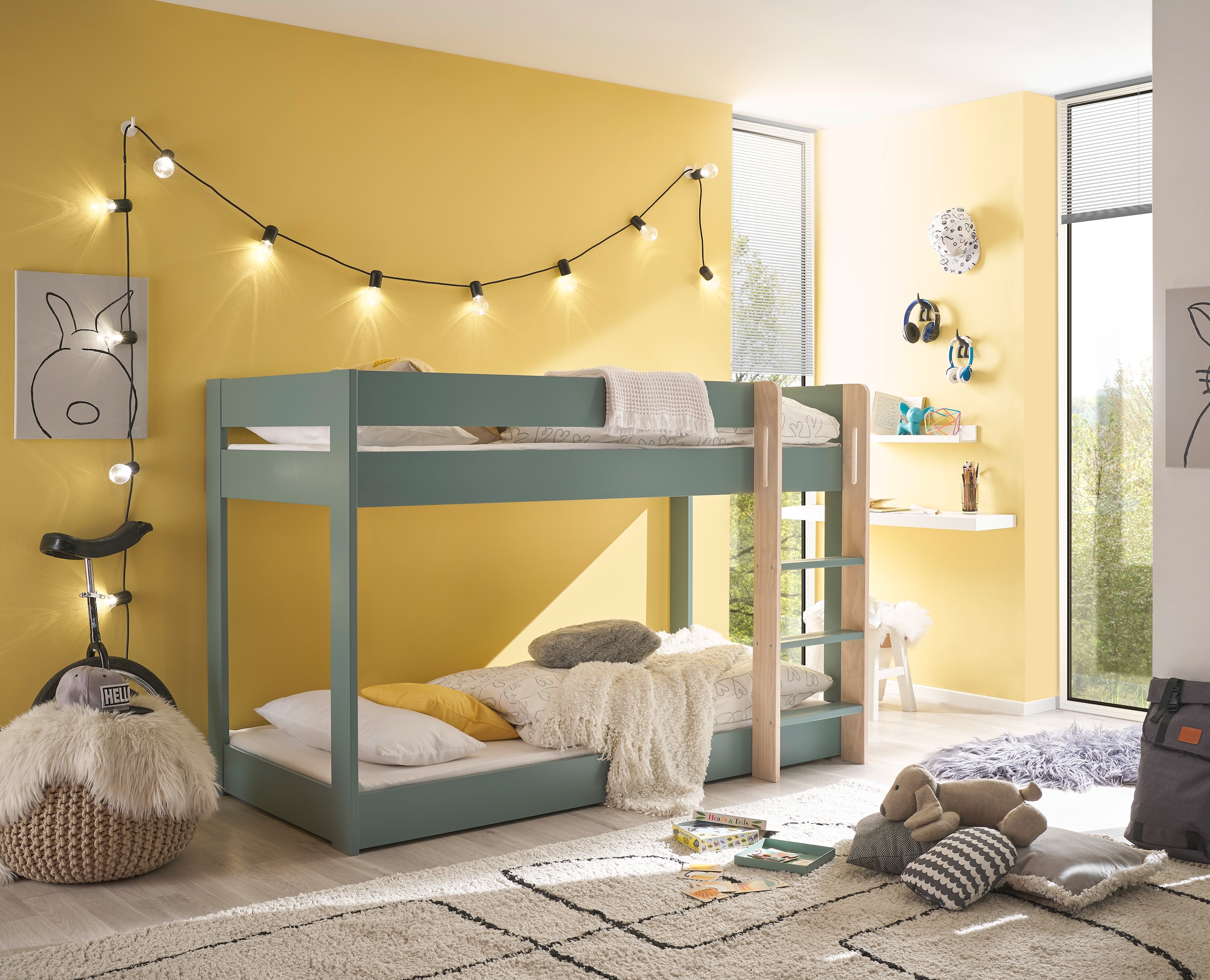 Begabino Bettgestell »Lauri Bett, Etagenbett, Hochbett« 2 Liegeflächen, mit Leiteraufstieg zum oberen Bett