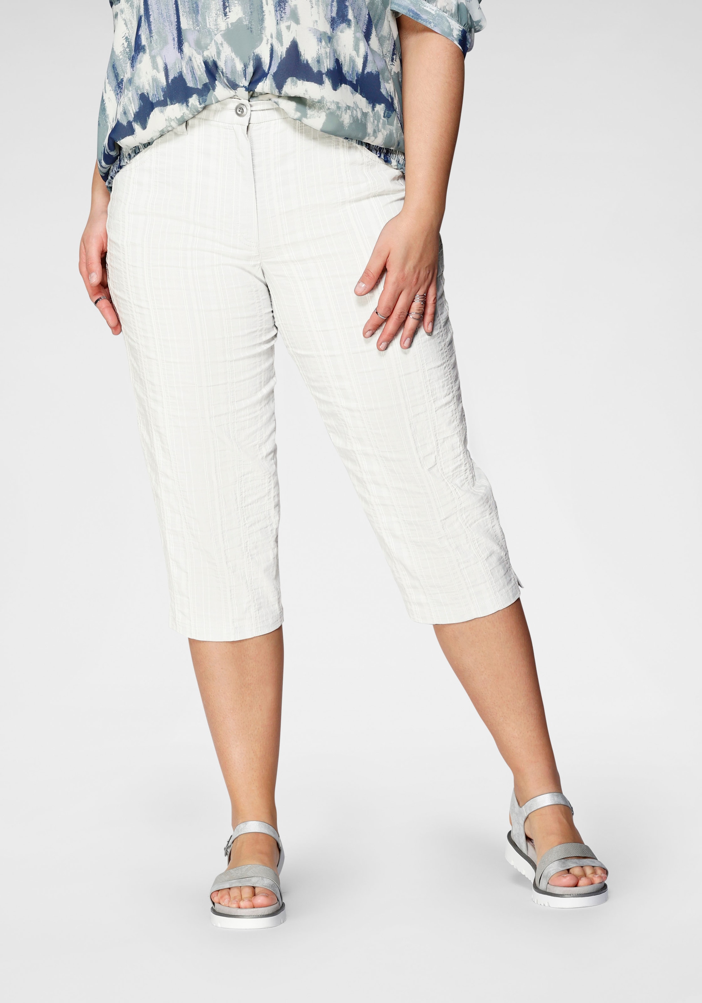 KjBRAND Caprihose »Babsie: bequemer Oberschenkel«  Sommerhose mit Strukturmuster