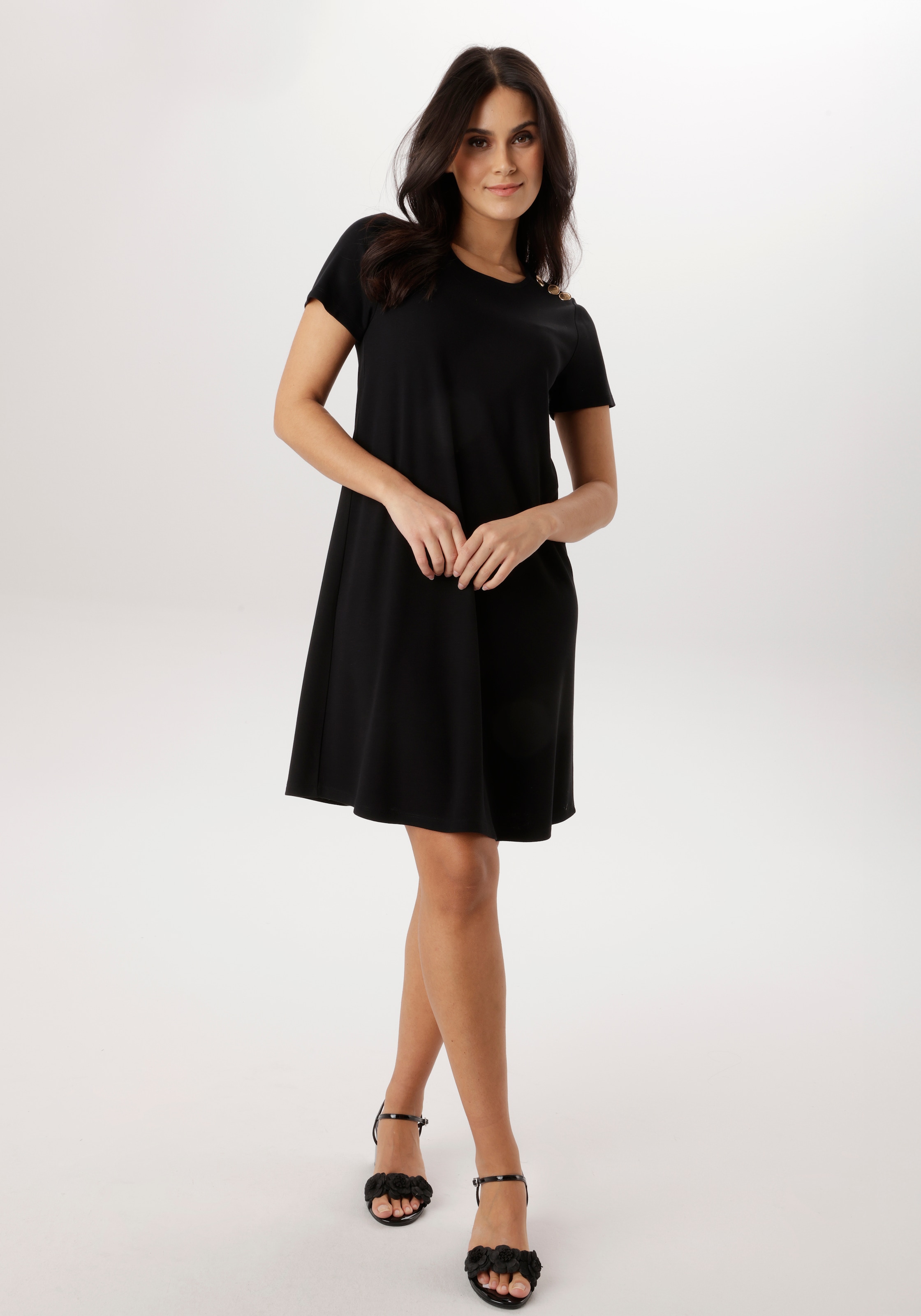 Aniston SELECTED Robe en jersey mit 3 dekorativen Goldknöpfen an der Schulter - NEUE KOLLEKTION