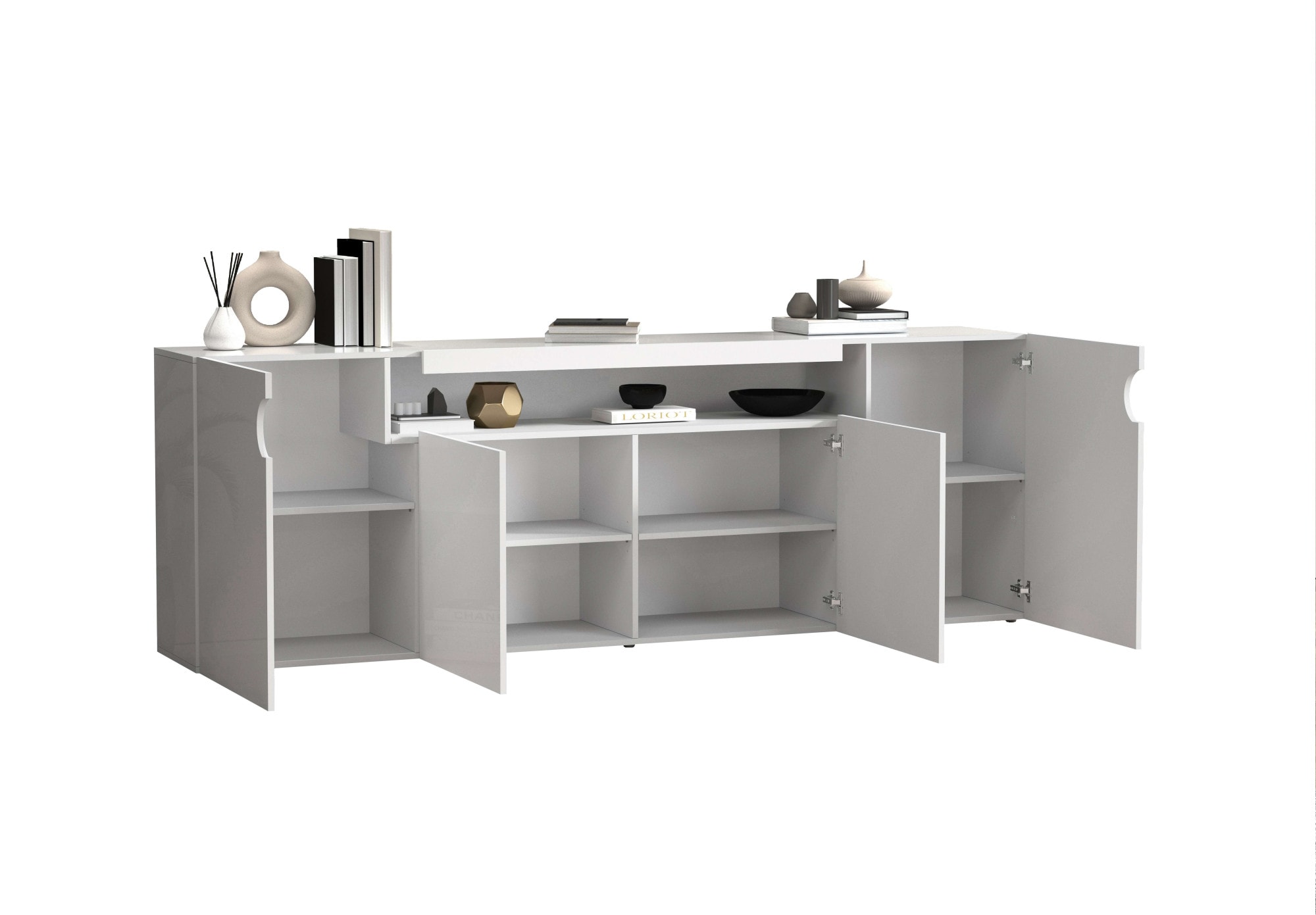 GOODproduct Sideboard »Sideboard REAL, Kommode, Schrank, Kredenz« 1 Stk. tlg. Mit 4 Türen, davon 2 abgerundet, die ein ovales offenes Fach bilden