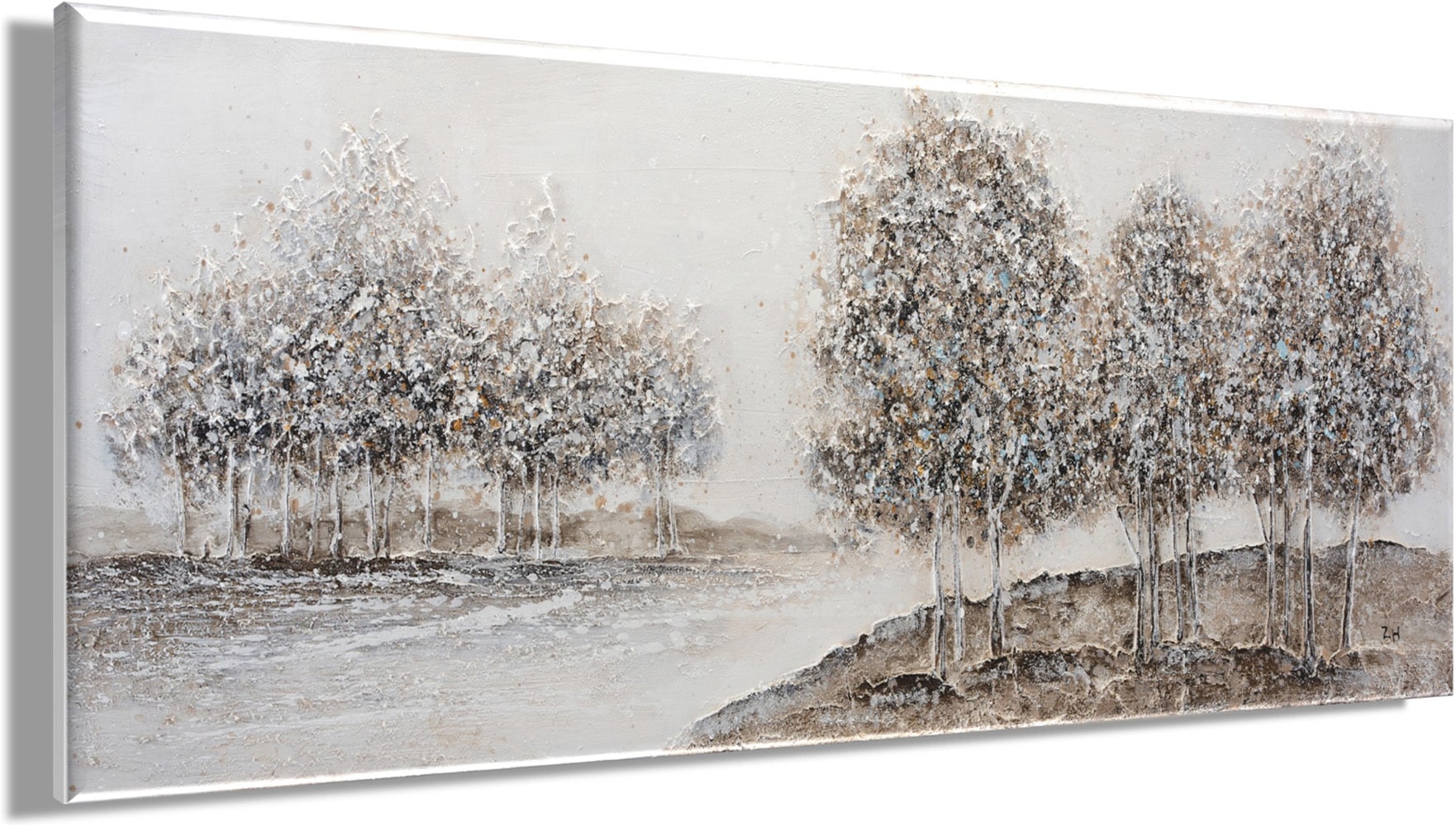 Bönninghoff Peinture à l'huile »handarbeit BÄUME XXL 60x140 cm – Wandbild Kunst Deko modern« Arbres | Art | Images d'arbres | Nature | Paysage | Tableau 1 cuis tlg. fabriqué à la main, chaque image est unique
