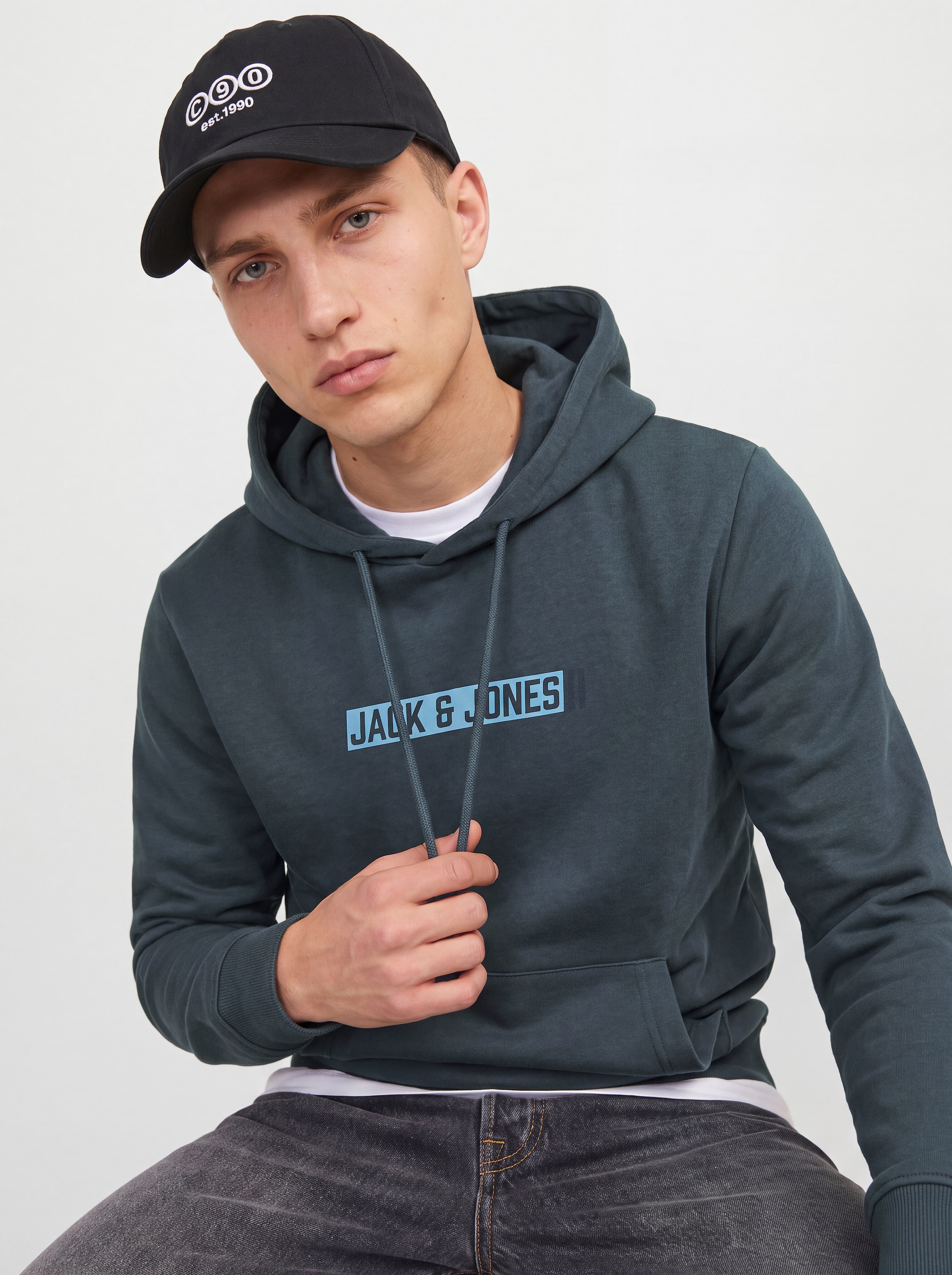 Jack & Jones Kapuzensweatshirt »JJMUNK SWEAT HOOD«, Materialmix, regular fit
