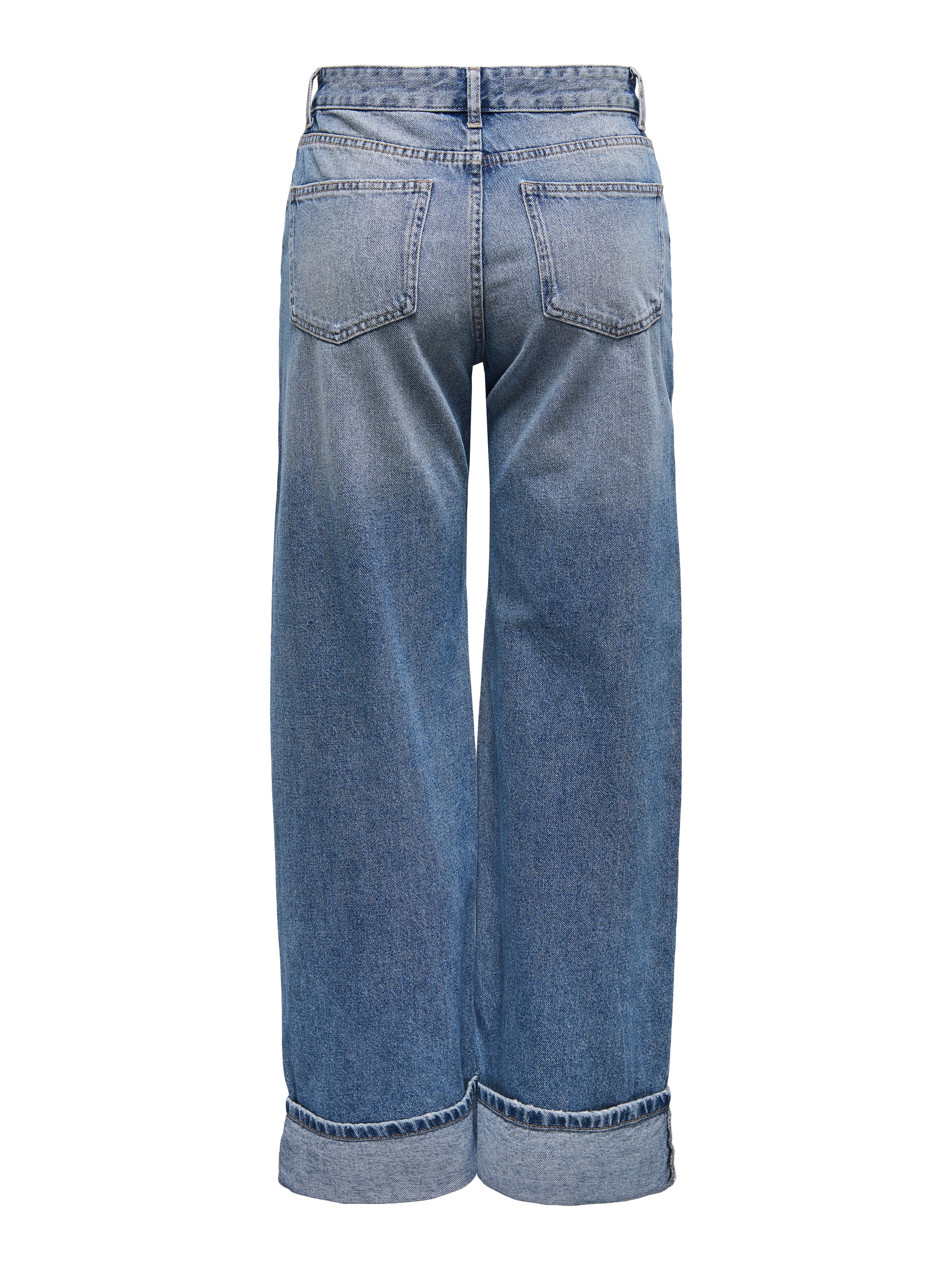 ONLY Jeans large »ONLELLA MW WIDE FOLD UP DNM TAI519 NOOS« coton, coupe large