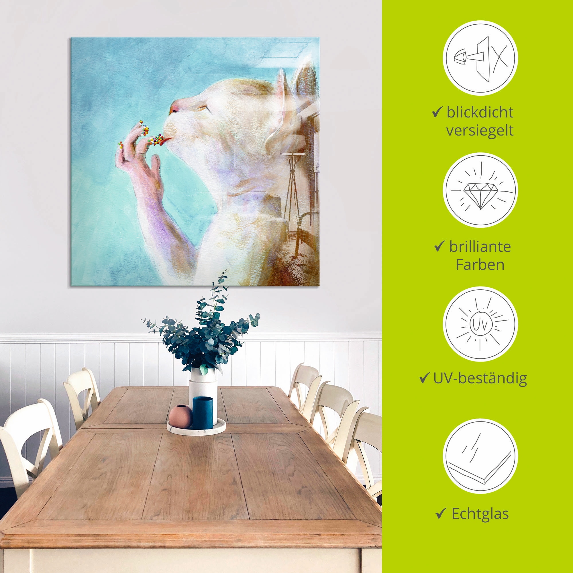 Artland Glasbild »Naschkatze« Haustiere 1 Stk. tlg. in verschiedenen Grössen