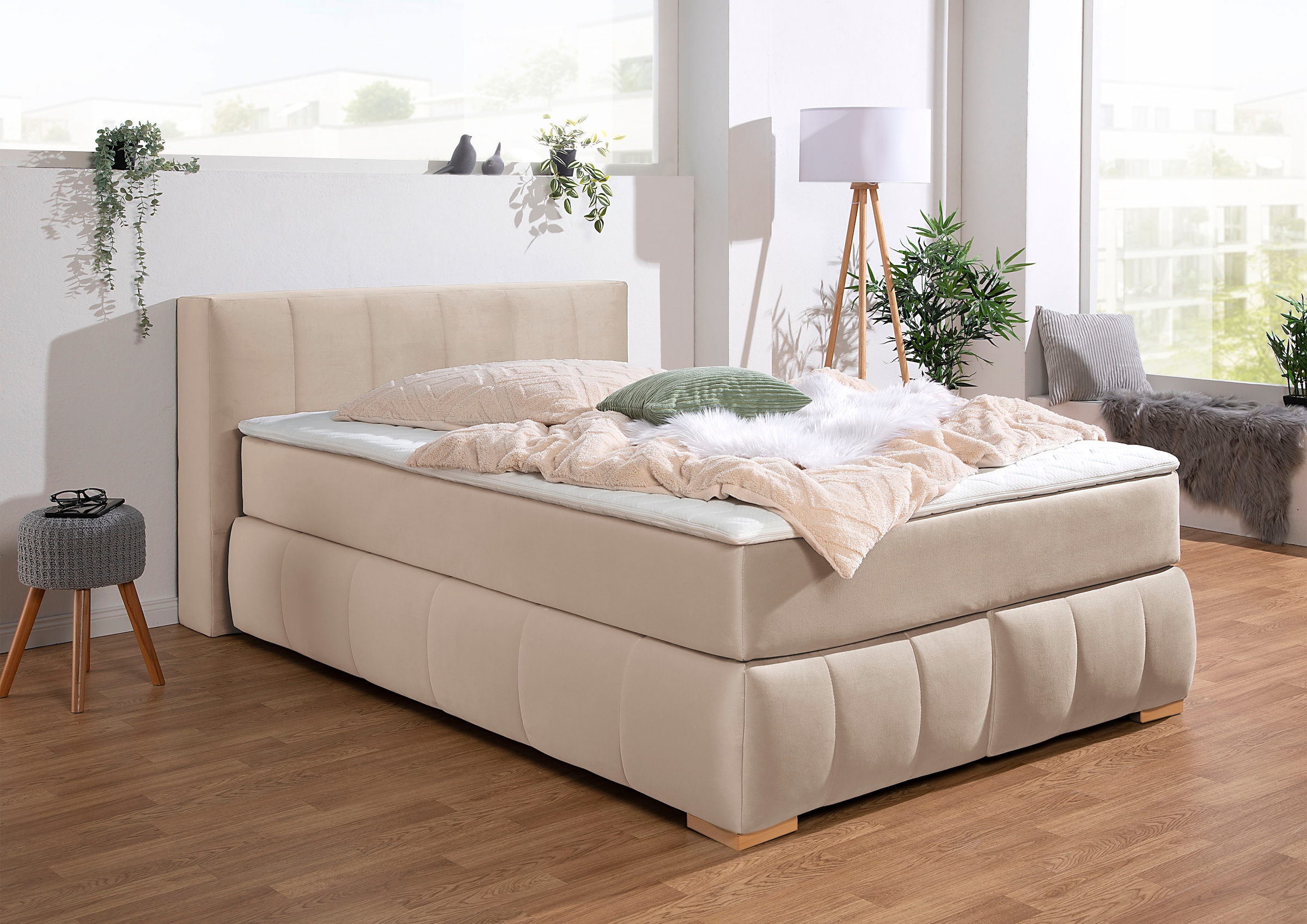 Home affaire Boxspringbett »Chelles« inkl. Topper,,  in XXL- Überlänge 220 cm, Unterbox mit feine Wölbung