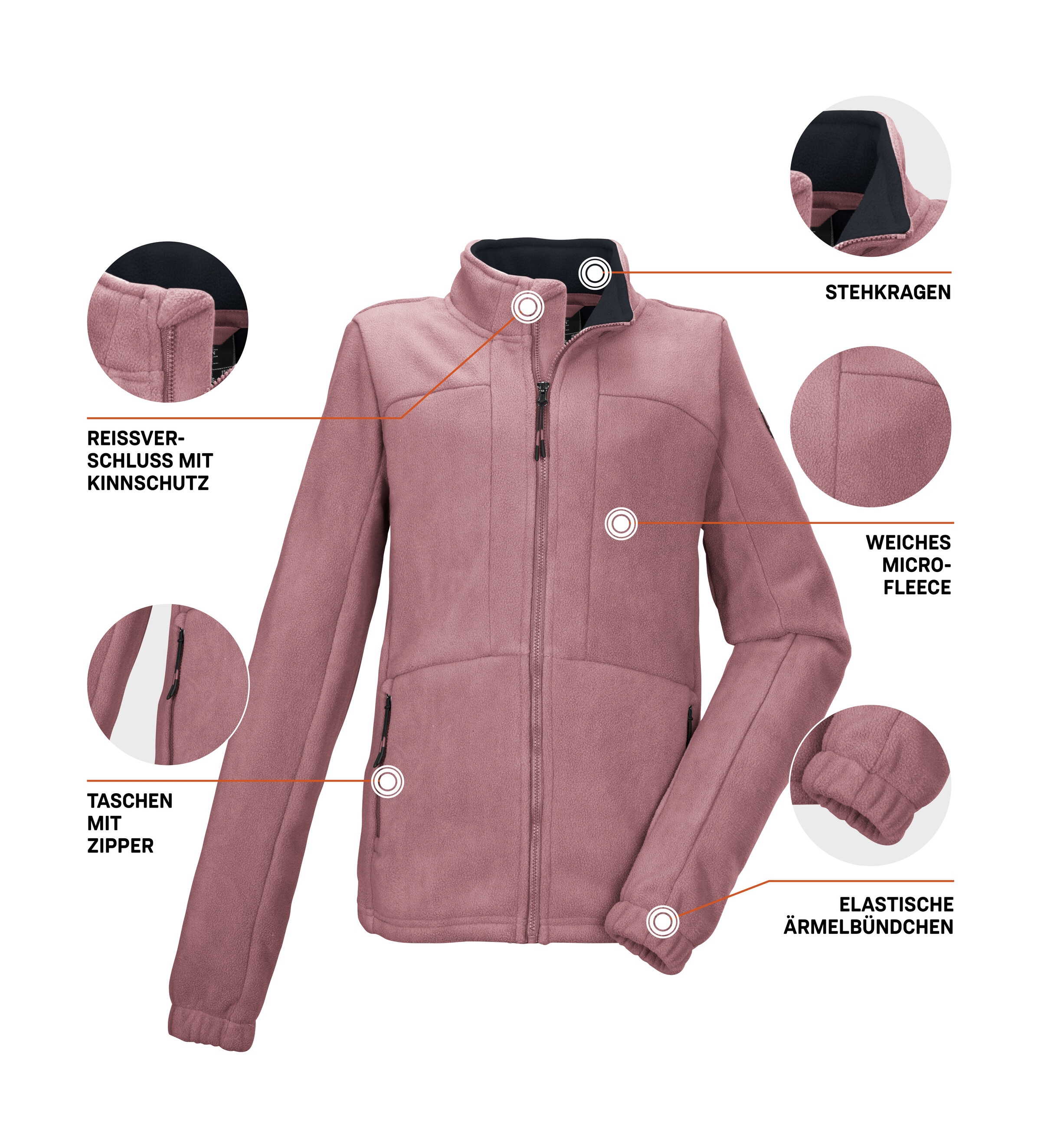 Killtec Veste polaire »KOW 216 GRLS FLC JCKT« veste polaire avec protège-menton, côtes élastiques et poches zippées